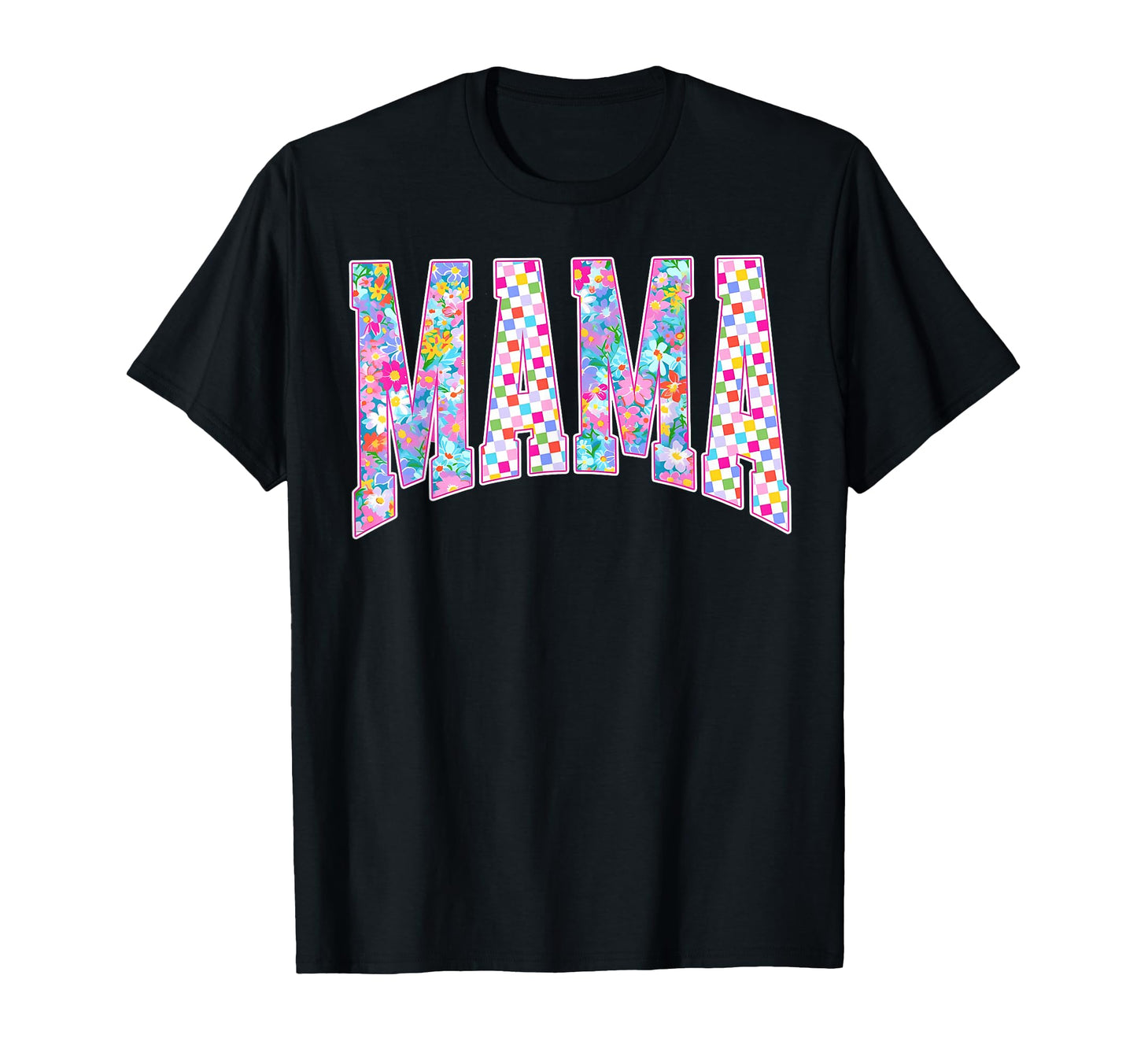 Floral Checkered Mama Mothers Day T-Shirt - Graphic Print for Adults - T-Shirt, Sweatshirt, Hoodie