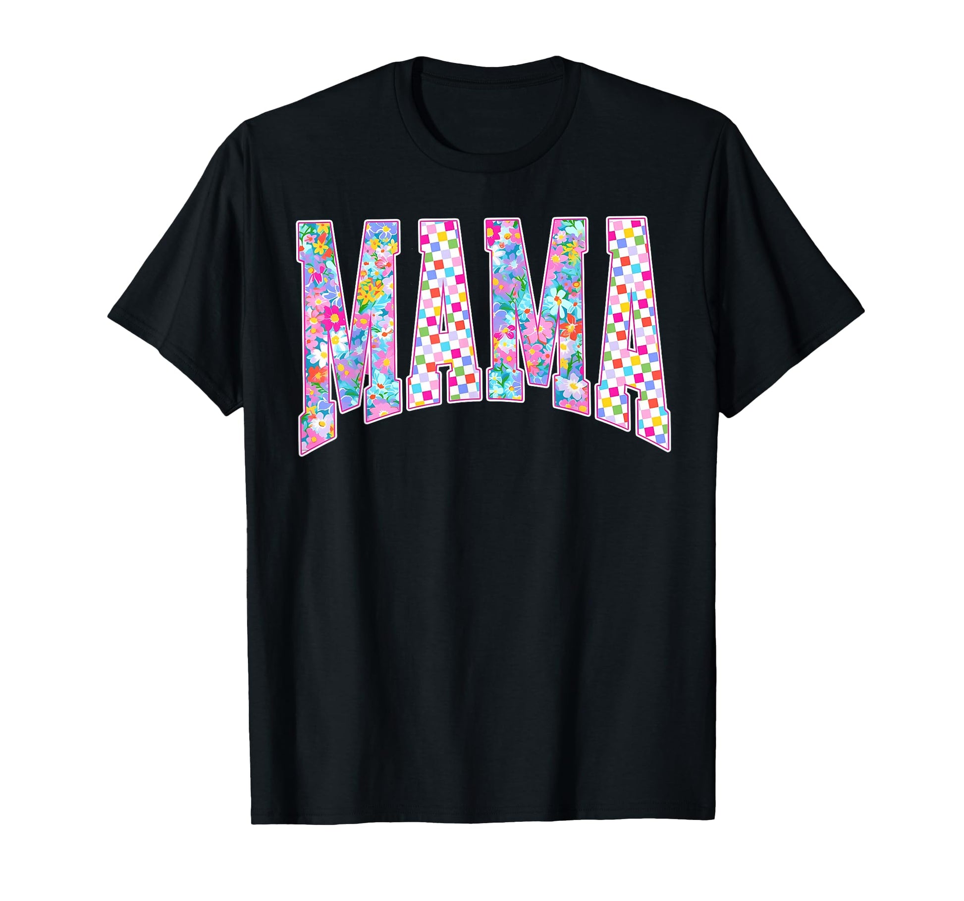 Floral Checkered Mama Mothers Day T-Shirt - Graphic Print for Adults - T-Shirt, Sweatshirt, Hoodie