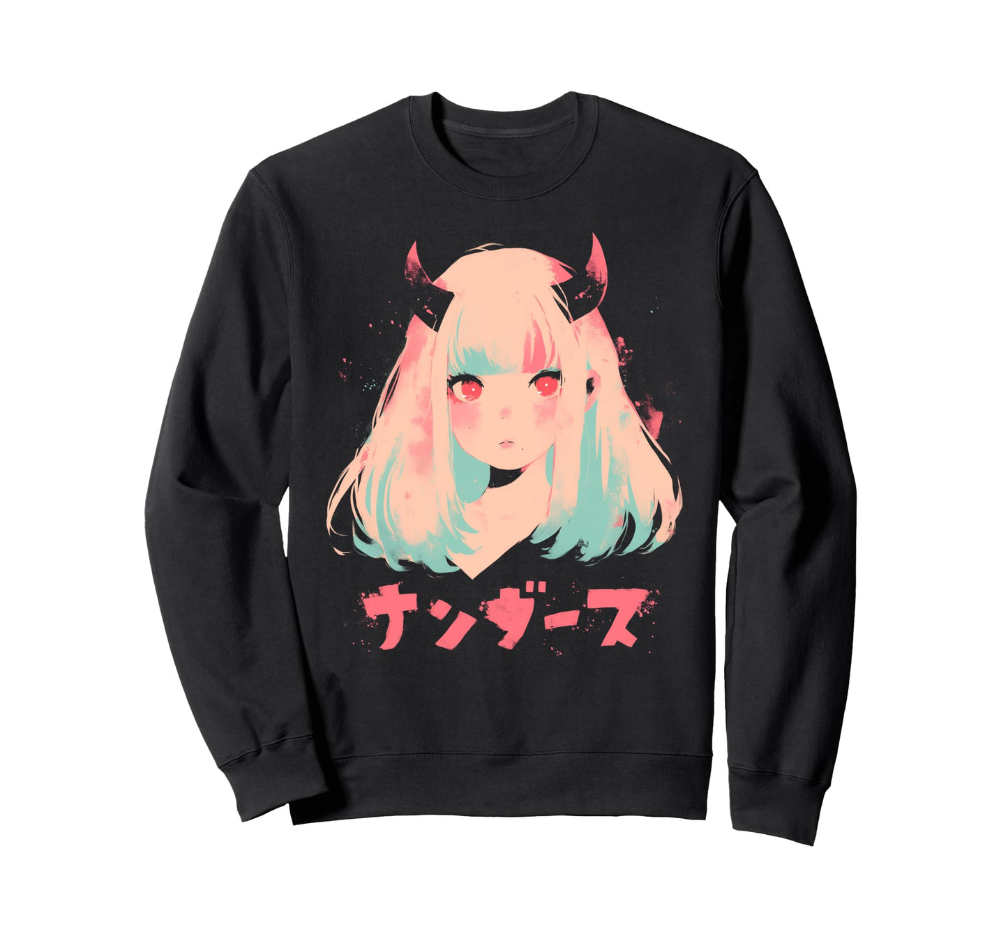 Goth Grunge Demon Anime Waifu Sweatshirt - Fun Novelty Design Men Women - T-Shirt, Sweatshirt, Hoodie