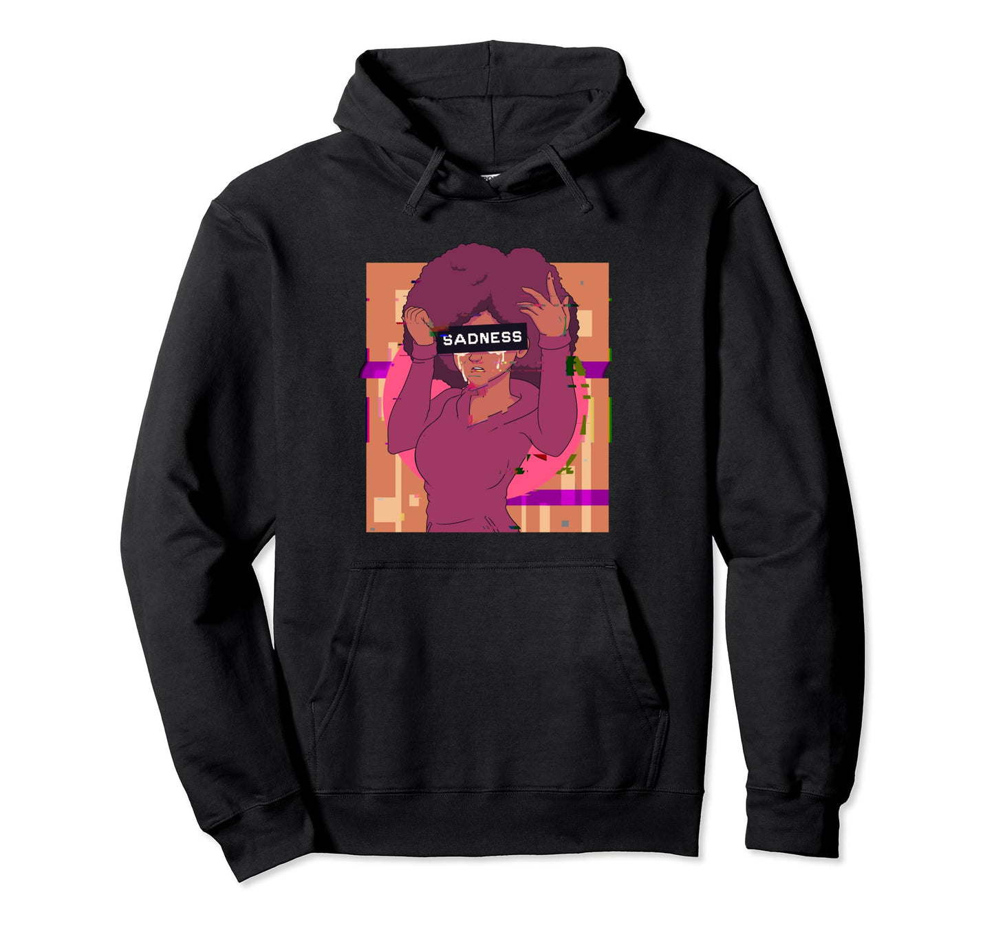 Sad Anime Japanese Aesthetic Vaporwave Hoodie - Graphic Print for Adults - T-Shirt, Sweatshirt, Hoodie