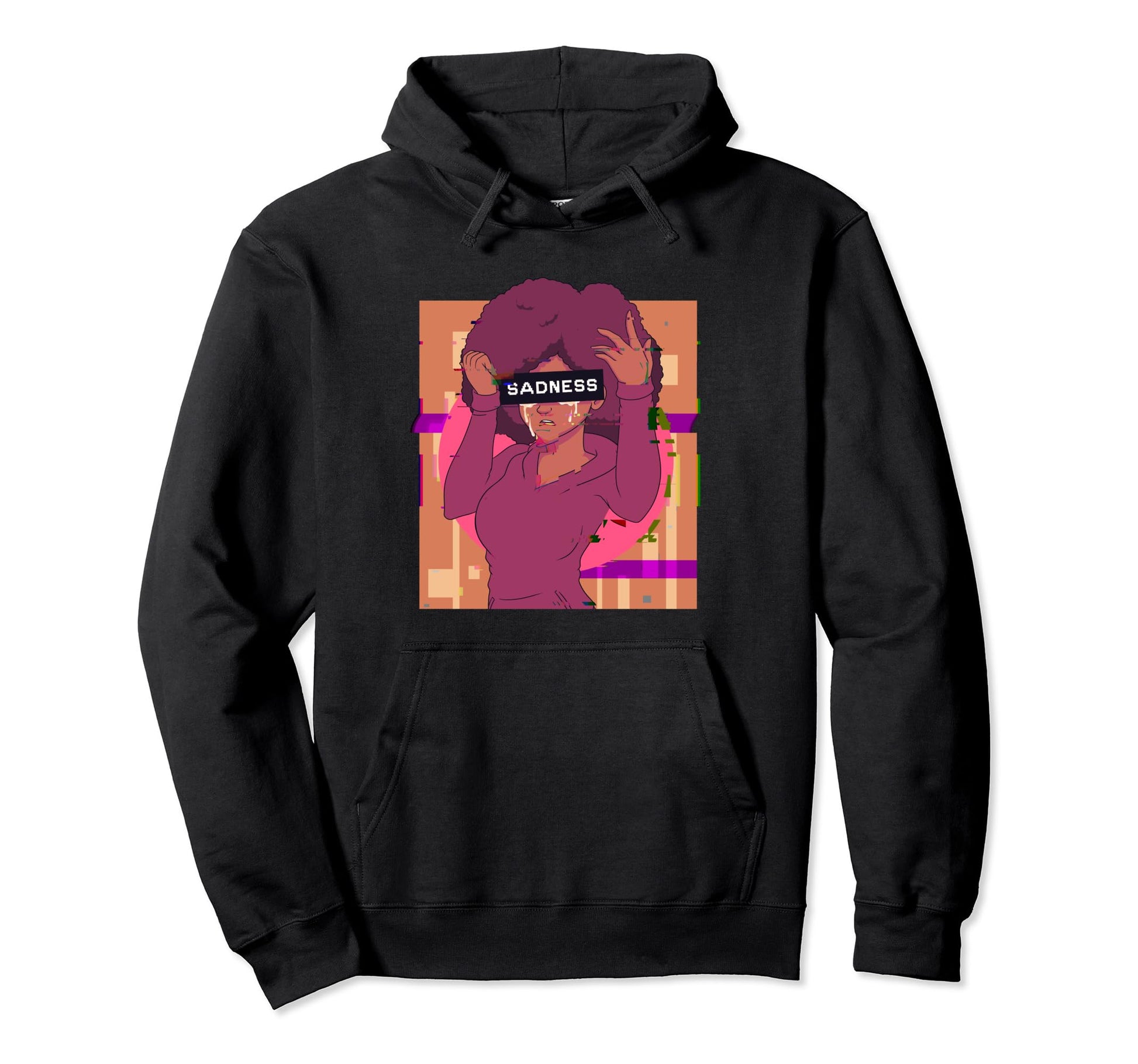 Sad Anime Japanese Aesthetic Vaporwave Hoodie - Graphic Print for Adults - T-Shirt, Sweatshirt, Hoodie