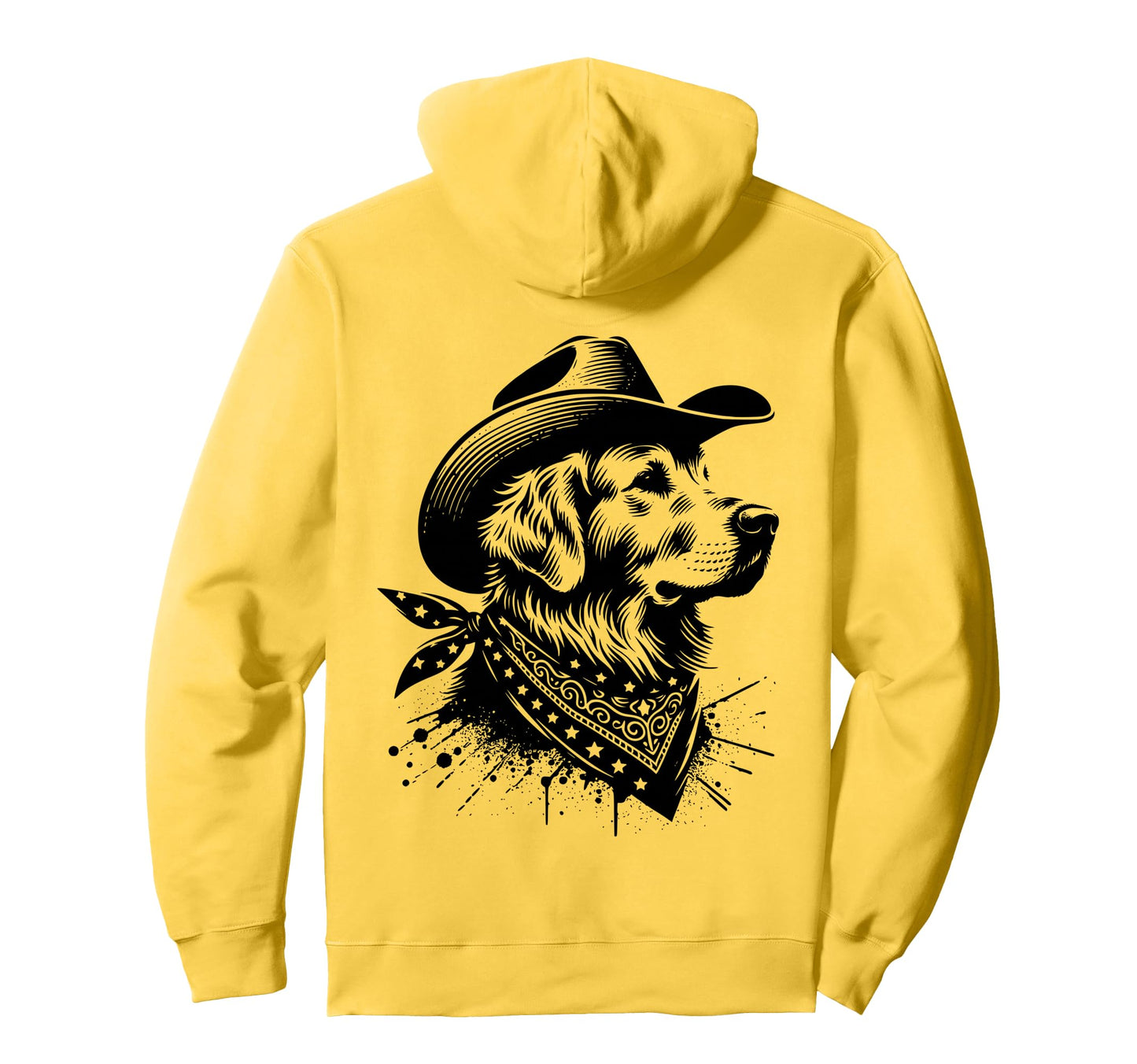 Funny Golden Retriever Cowboy Western Dog Hoodie - Unique Graphic Unisex - T-Shirt, Sweatshirt, Hoodie