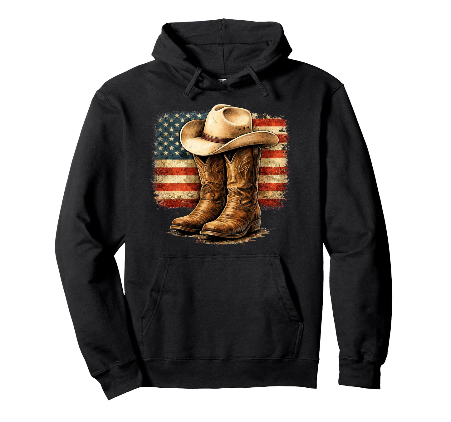 Rustic Rodeo Patriot Western Cowboy Hoodie - Streetwear Style Men Women - T-Shirt, Sweatshirt, Hoodie