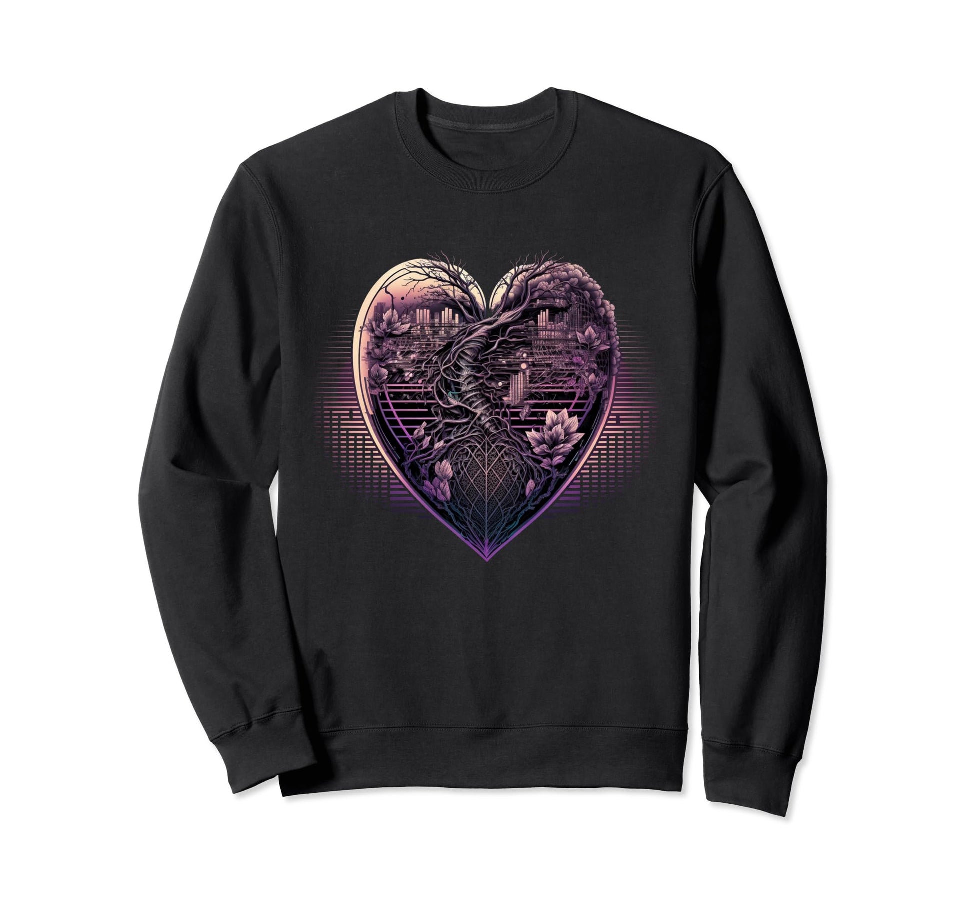 Vaporwave Aesthetic Futurism Heart Sweatshirt - Graphic Print for Adults - T-Shirt, Sweatshirt, Hoodie