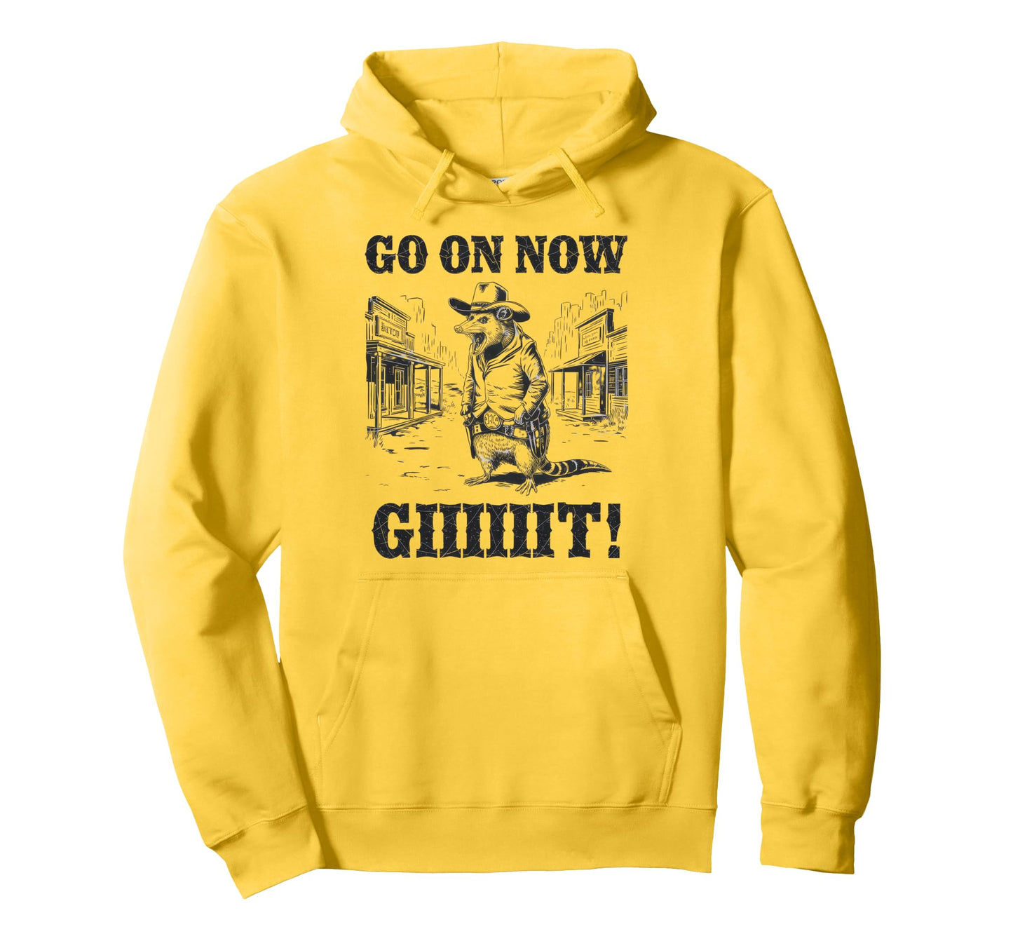 Go Now Git Cowboy Opossum Country Hoodie - Custom Art Print for Adults - T-Shirt, Sweatshirt, Hoodie