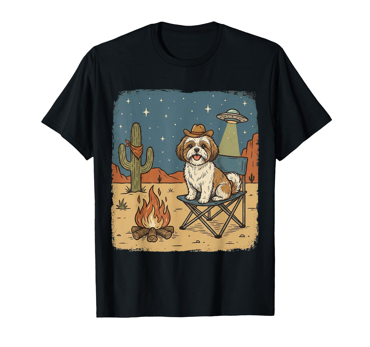 Funny Shih Tzu Cowboy Dog Western Art T-Shirt - Streetwear Style Men Women - T-Shirt, Sweatshirt, Hoodie