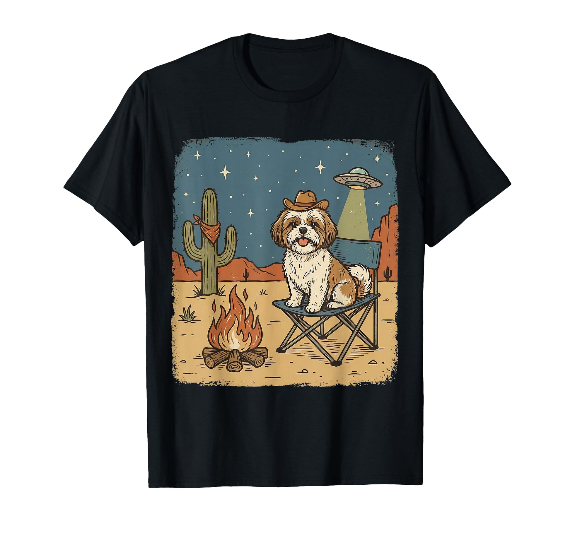Funny Shih Tzu Cowboy Dog Western Art T-Shirt - Streetwear Style Men Women - T-Shirt, Sweatshirt, Hoodie