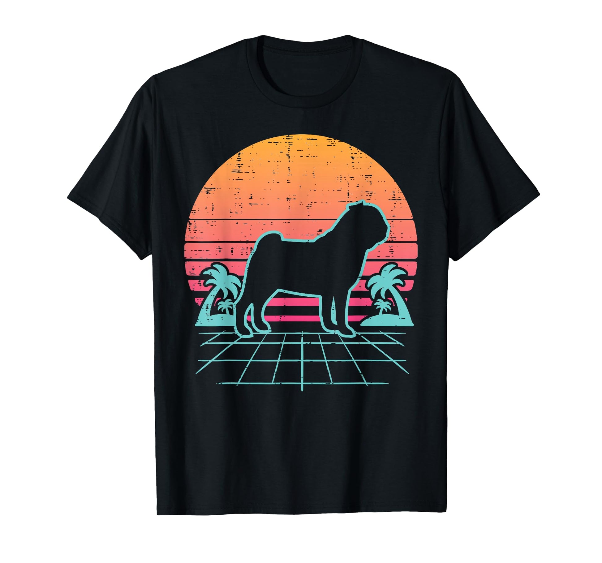 Vaporwave Aesthetic Pug 80S 90S Animal T-Shirt - Minimalist Print Unisex - T-Shirt, Sweatshirt, Hoodie