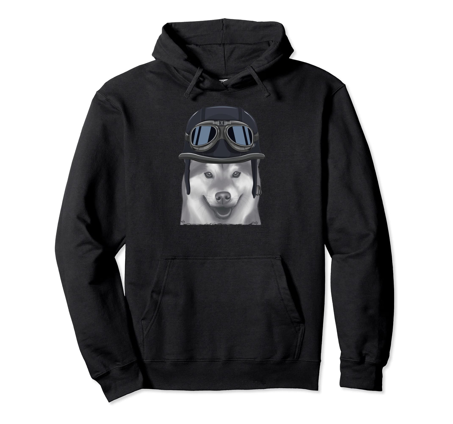 Shiba Inu Wearing Motorcycle Helmet Hoodie - Unique Graphic Unisex - T-Shirt, Sweatshirt, Hoodie