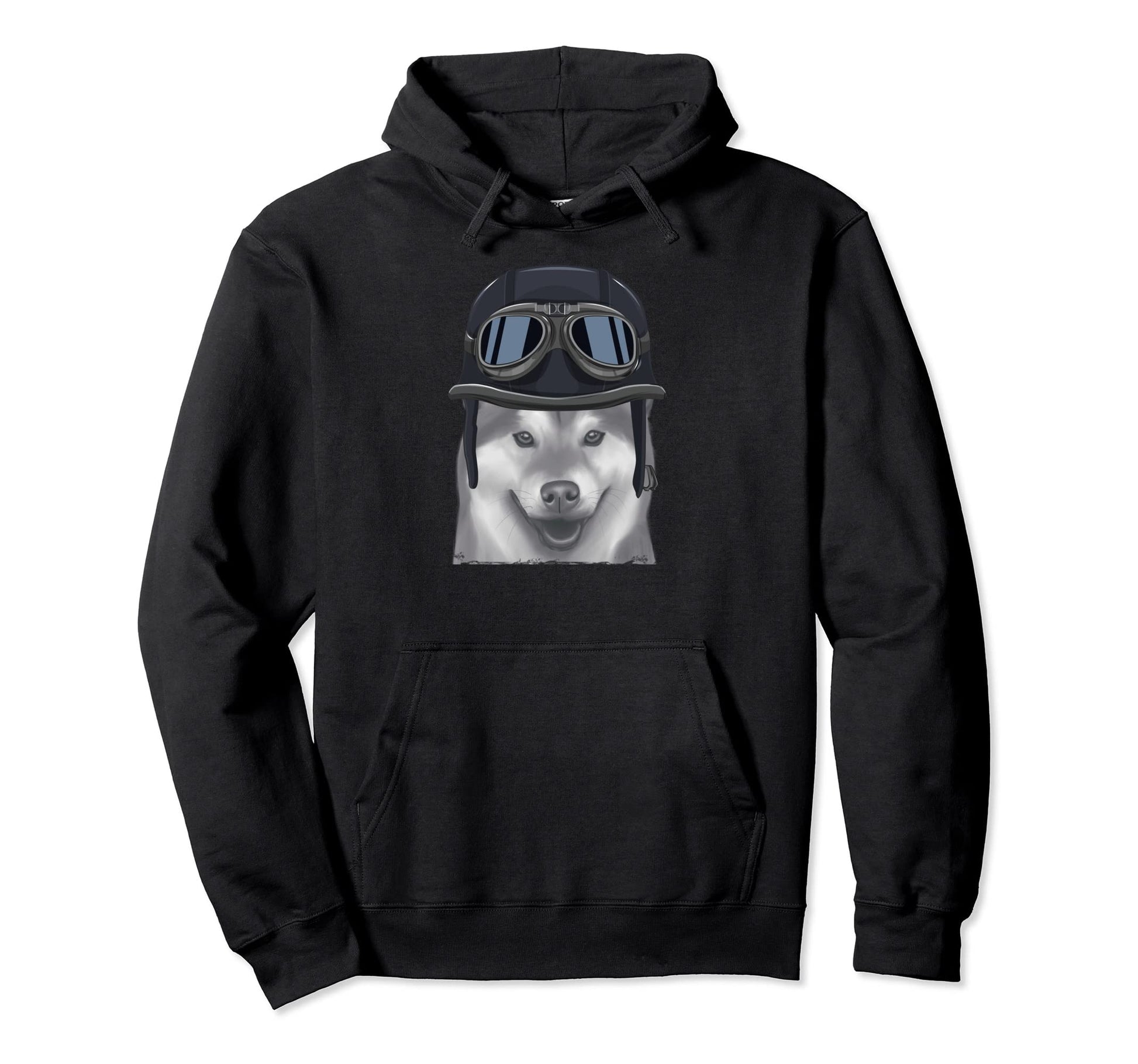 Shiba Inu Wearing Motorcycle Helmet Hoodie - Unique Graphic Unisex - T-Shirt, Sweatshirt, Hoodie