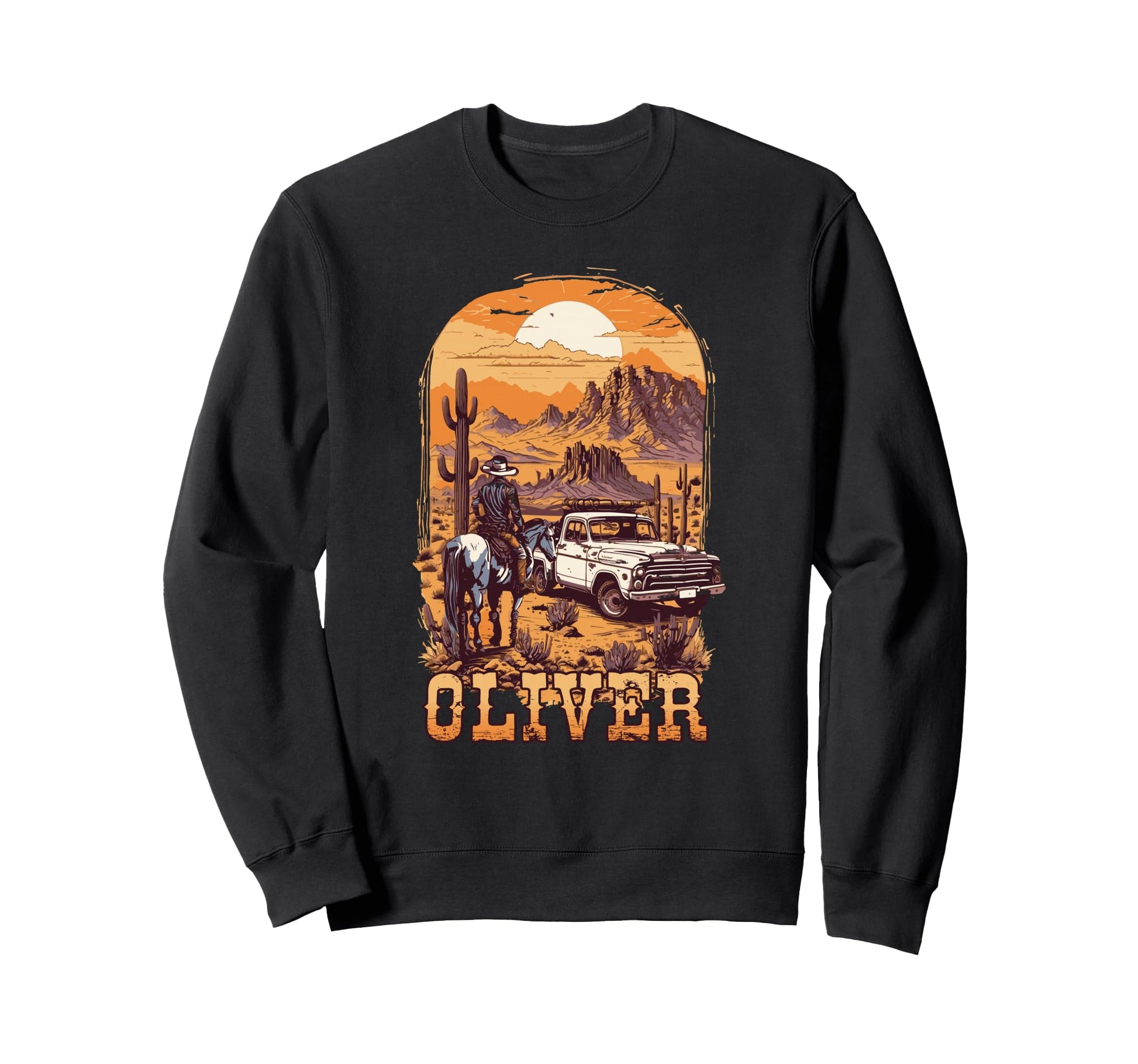 Western Country Cowboy Oliver Sweatshirt - Fun Novelty Design for Adults - T-Shirt, Sweatshirt, Hoodie
