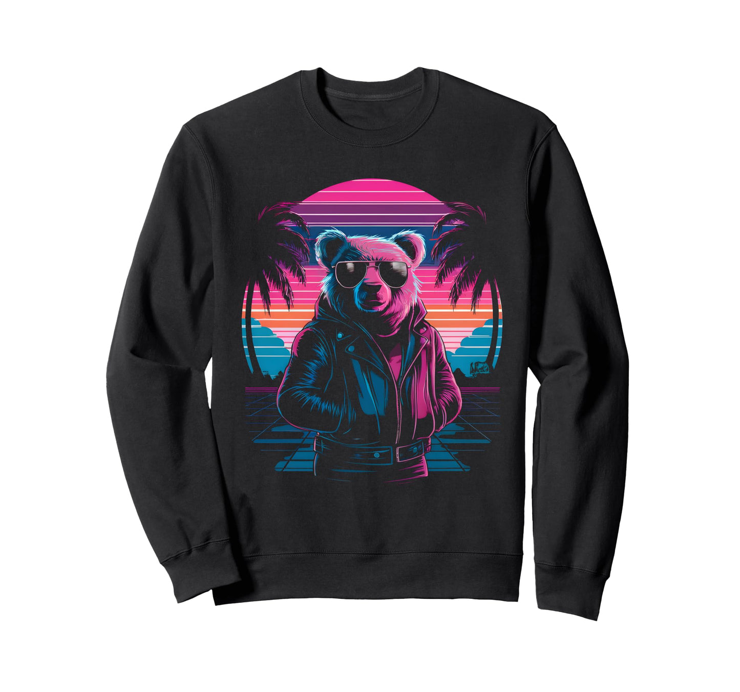 Vaporwave Rizzly Bear Synthwave Sweatshirt - Custom Art Print for Adults - T-Shirt, Sweatshirt, Hoodie