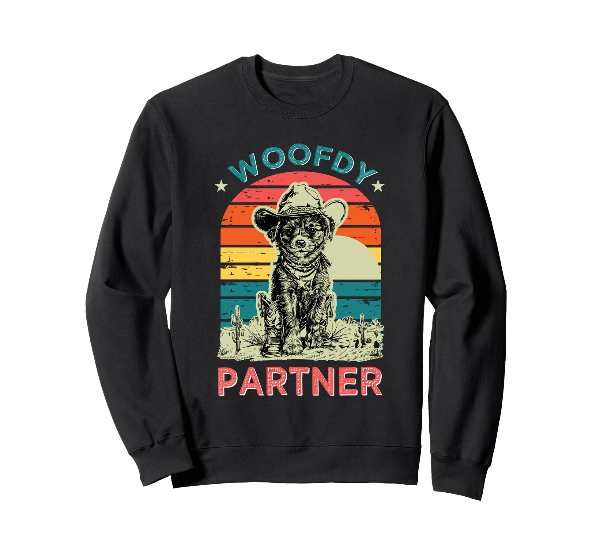 Woofdy Partner Cowboy Dog Howdy Country Sweatshirt - Unique Graphic Unisex - T-Shirt, Sweatshirt, Hoodie