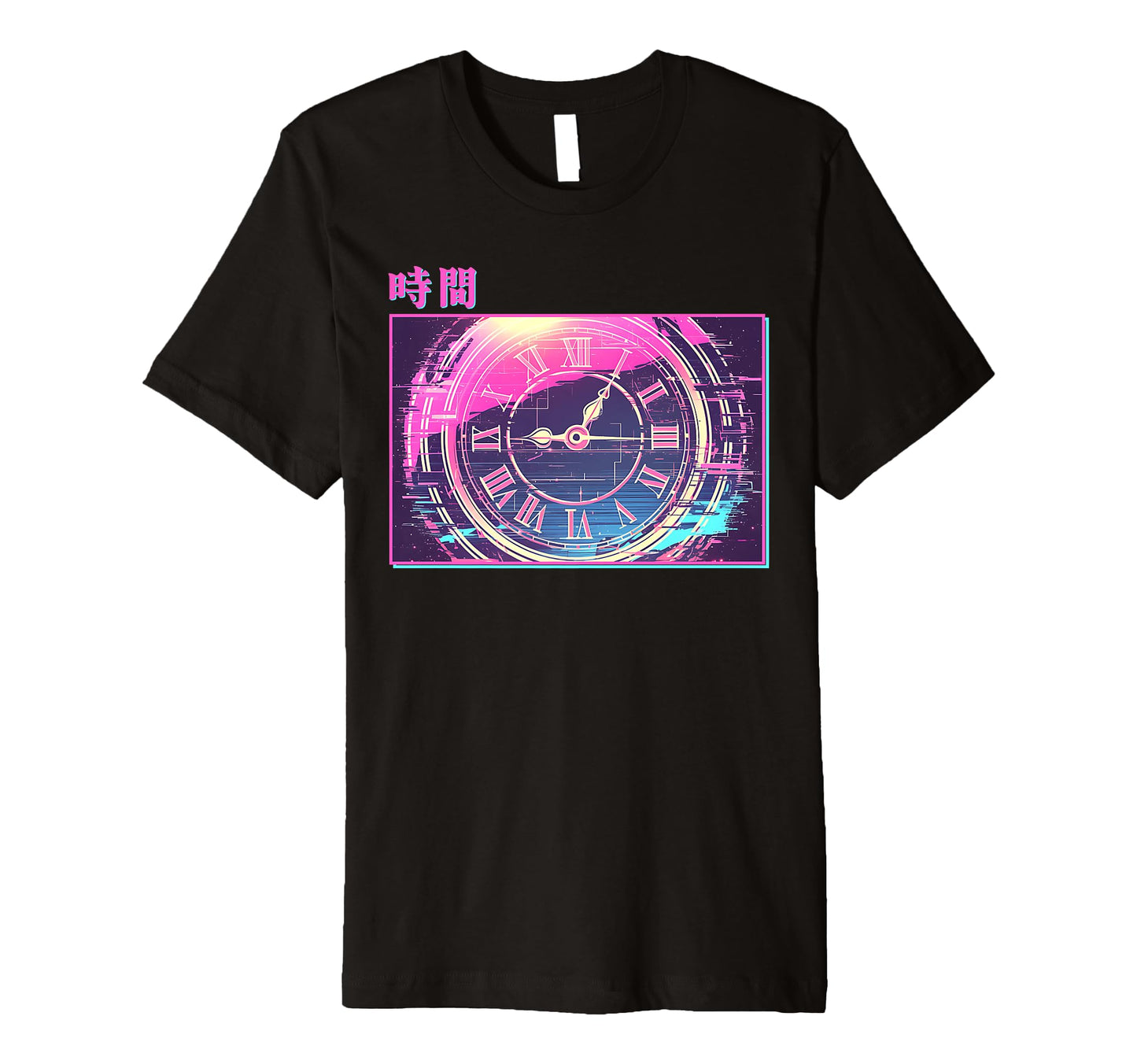 Time Clock 80S Glitch Vaporwave Aesthetic T-Shirt - Graphic Print Men Women - T-Shirt, Sweatshirt, Hoodie