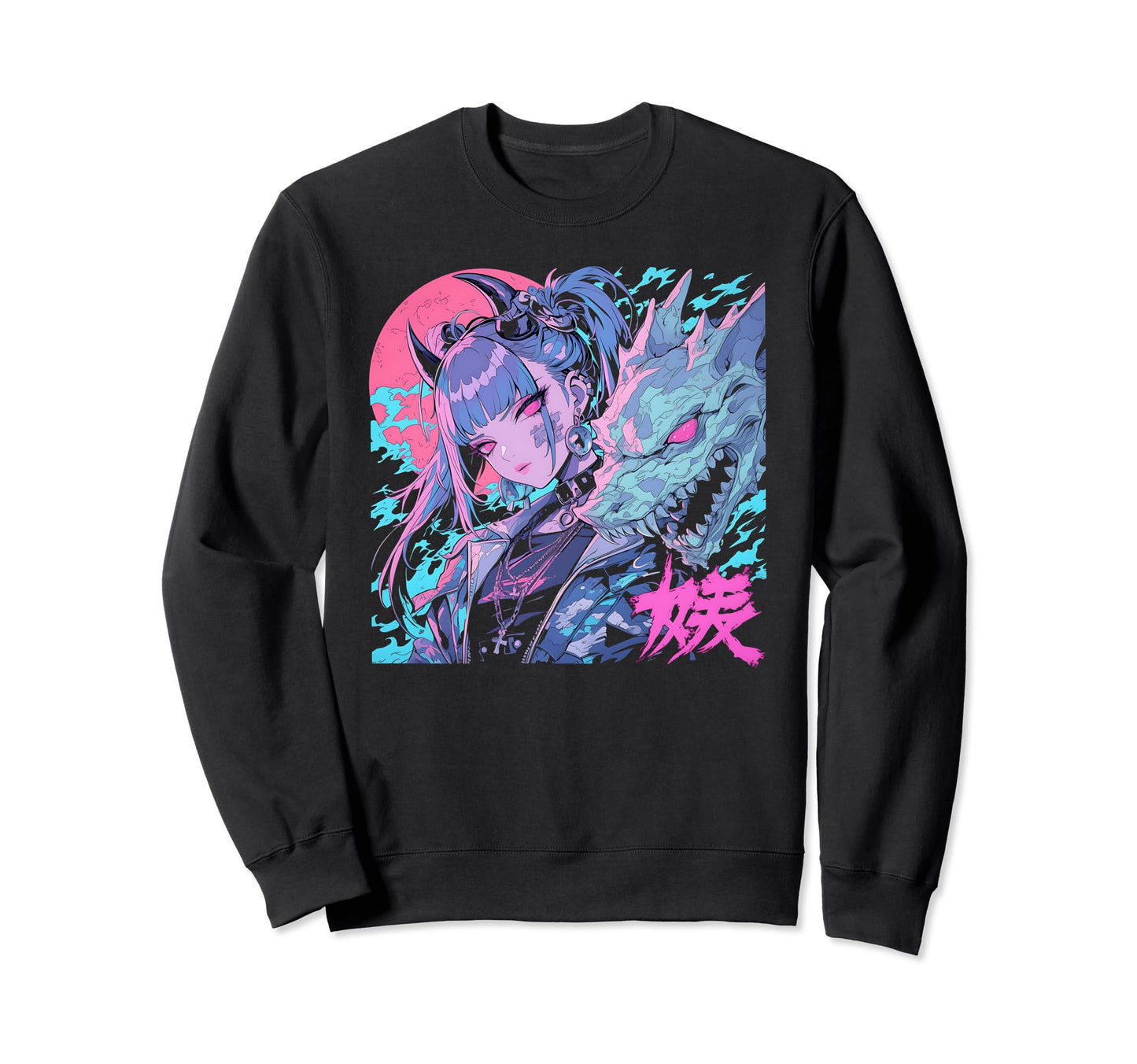 Goth Grunge Demon Anime Waifu Sweatshirt - Casual Everyday Wear Unisex - T-Shirt, Sweatshirt, Hoodie