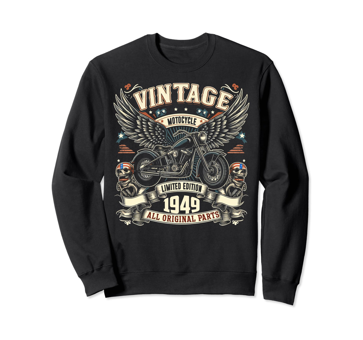 1949 Born 1949 75Th Birthday Motorcycle Sweatshirt - Unique Graphic Unisex - T-Shirt, Sweatshirt, Hoodie