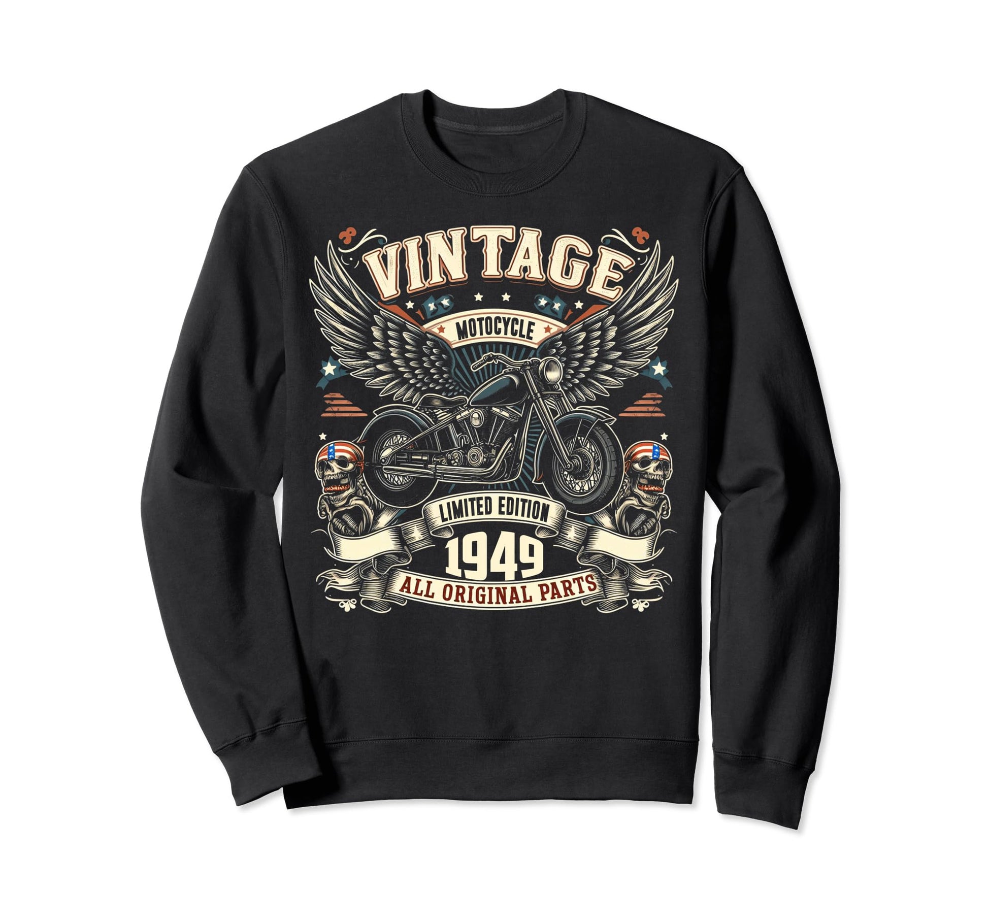 1949 Born 1949 75Th Birthday Motorcycle Sweatshirt - Unique Graphic Unisex - T-Shirt, Sweatshirt, Hoodie