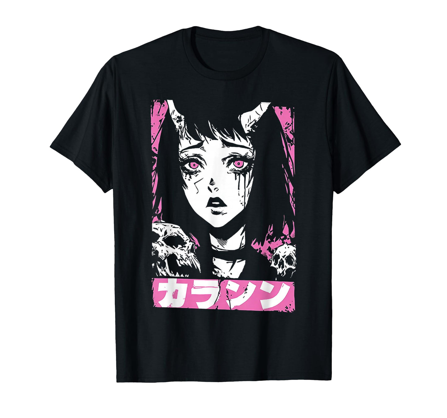 Goth Grunge Demon Anime Waifu Horror T-Shirt - Custom Art Print Men Women - T-Shirt, Sweatshirt, Hoodie