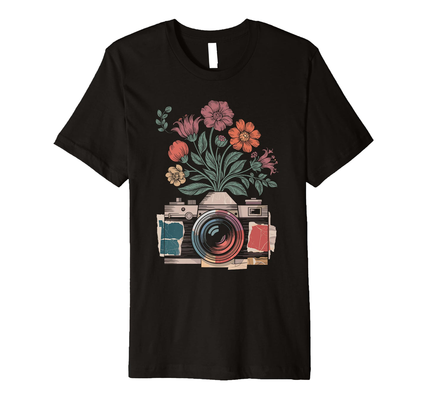 Camera Photography Art Floral T-Shirt - Minimalist Print for Adults - T-Shirt, Sweatshirt, Hoodie