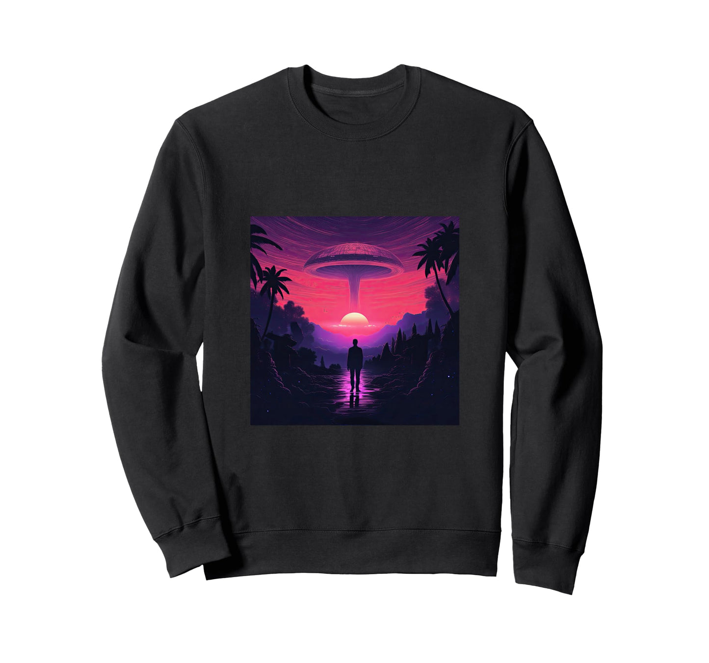 Alien Abduction Alien Vaporwave Ufo Sweatshirt - Graphic Print Men Women - T-Shirt, Sweatshirt, Hoodie