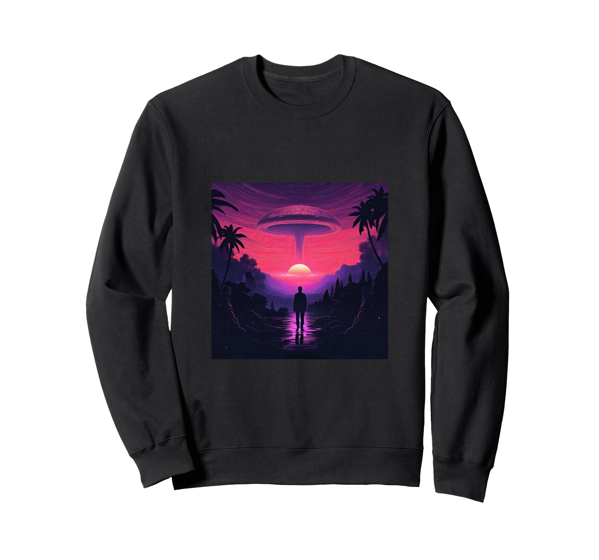 Alien Abduction Alien Vaporwave Ufo Sweatshirt - Graphic Print Men Women - T-Shirt, Sweatshirt, Hoodie