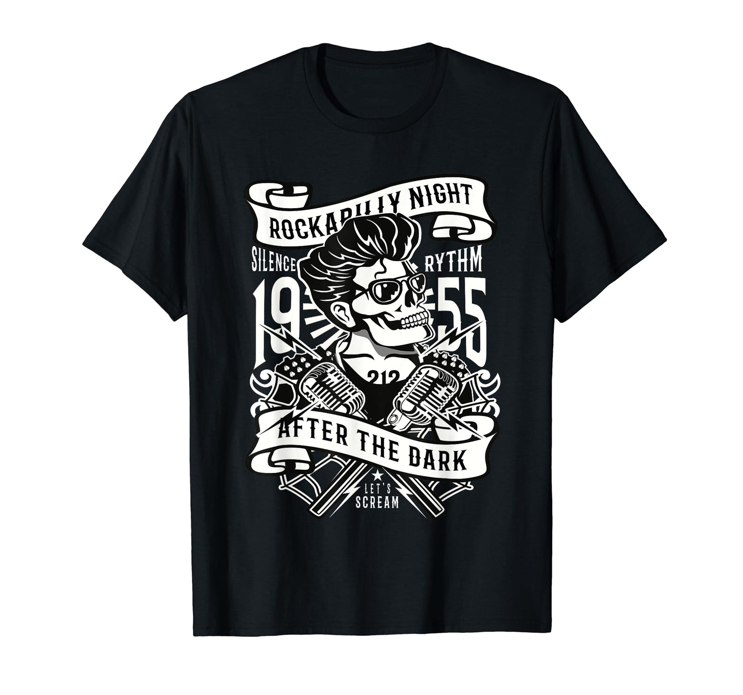 Rockabilly Skull 50S 1955 T-Shirt - Custom Art Print for Adults - T-Shirt, Sweatshirt, Hoodie