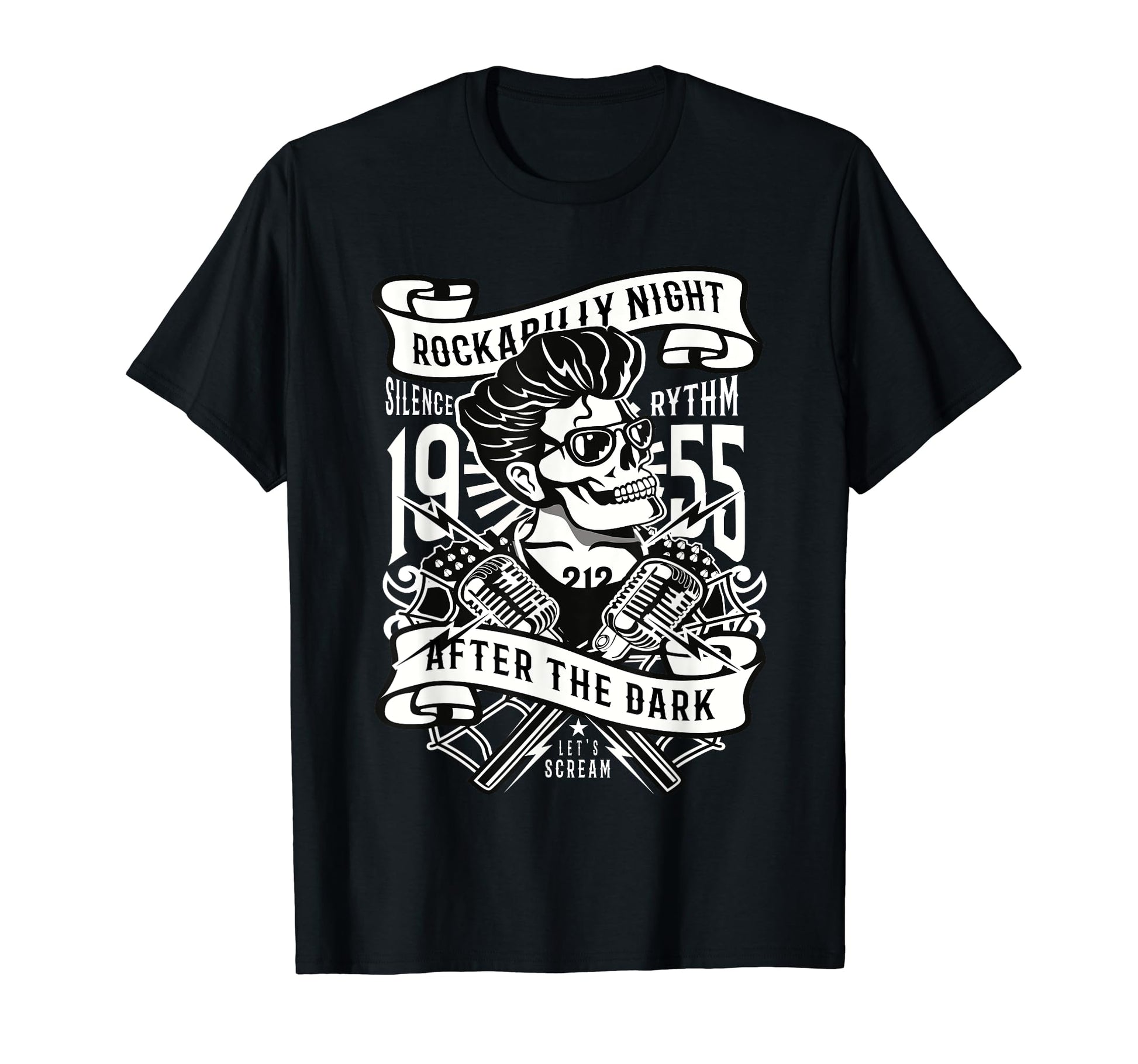 Rockabilly Skull 50S 1955 T-Shirt - Custom Art Print for Adults - T-Shirt, Sweatshirt, Hoodie
