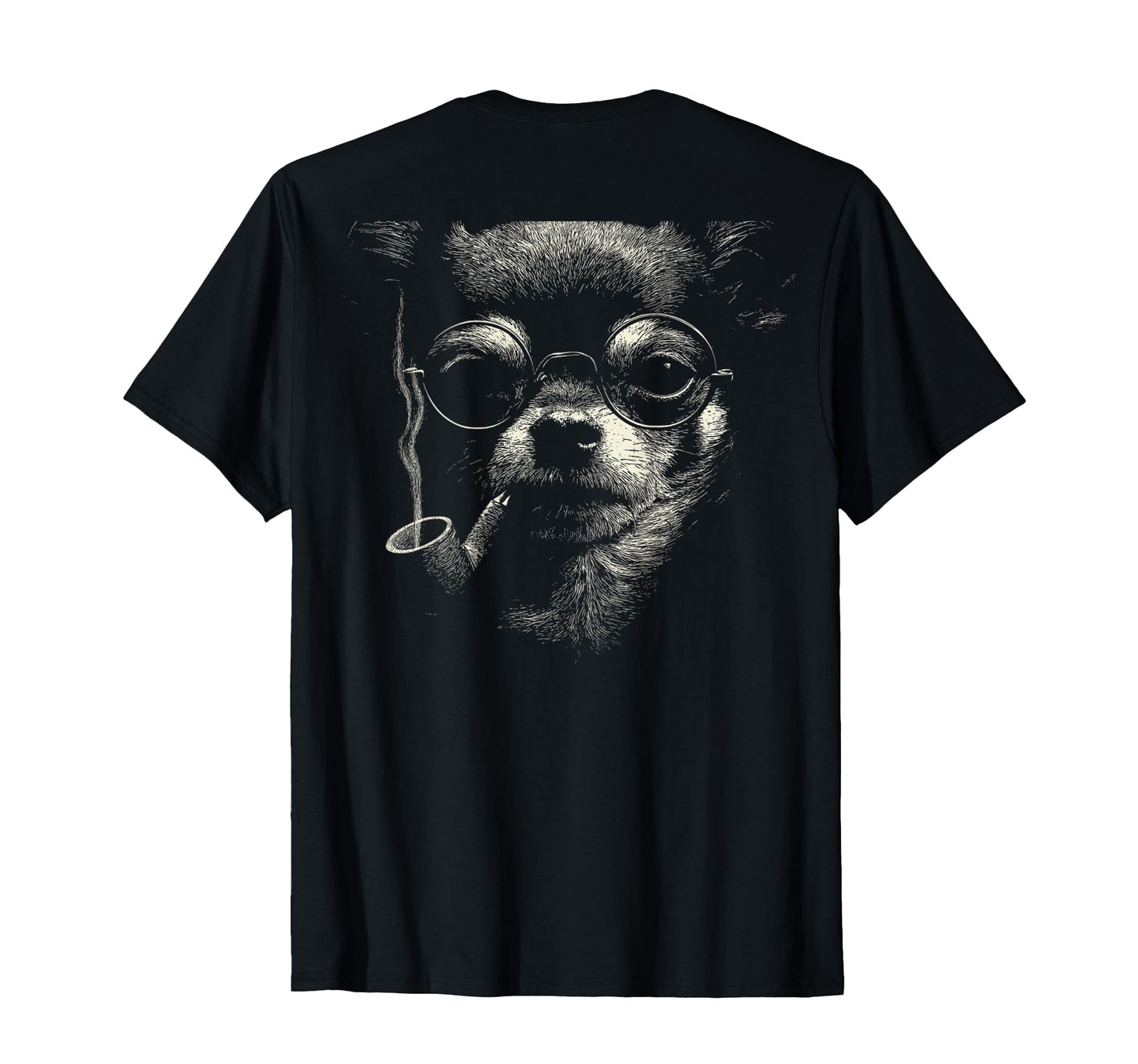Chihuahua Smoking Pipe Glasses Grunge T-Shirt - Trendy Graphic for Adults - T-Shirt, Sweatshirt, Hoodie