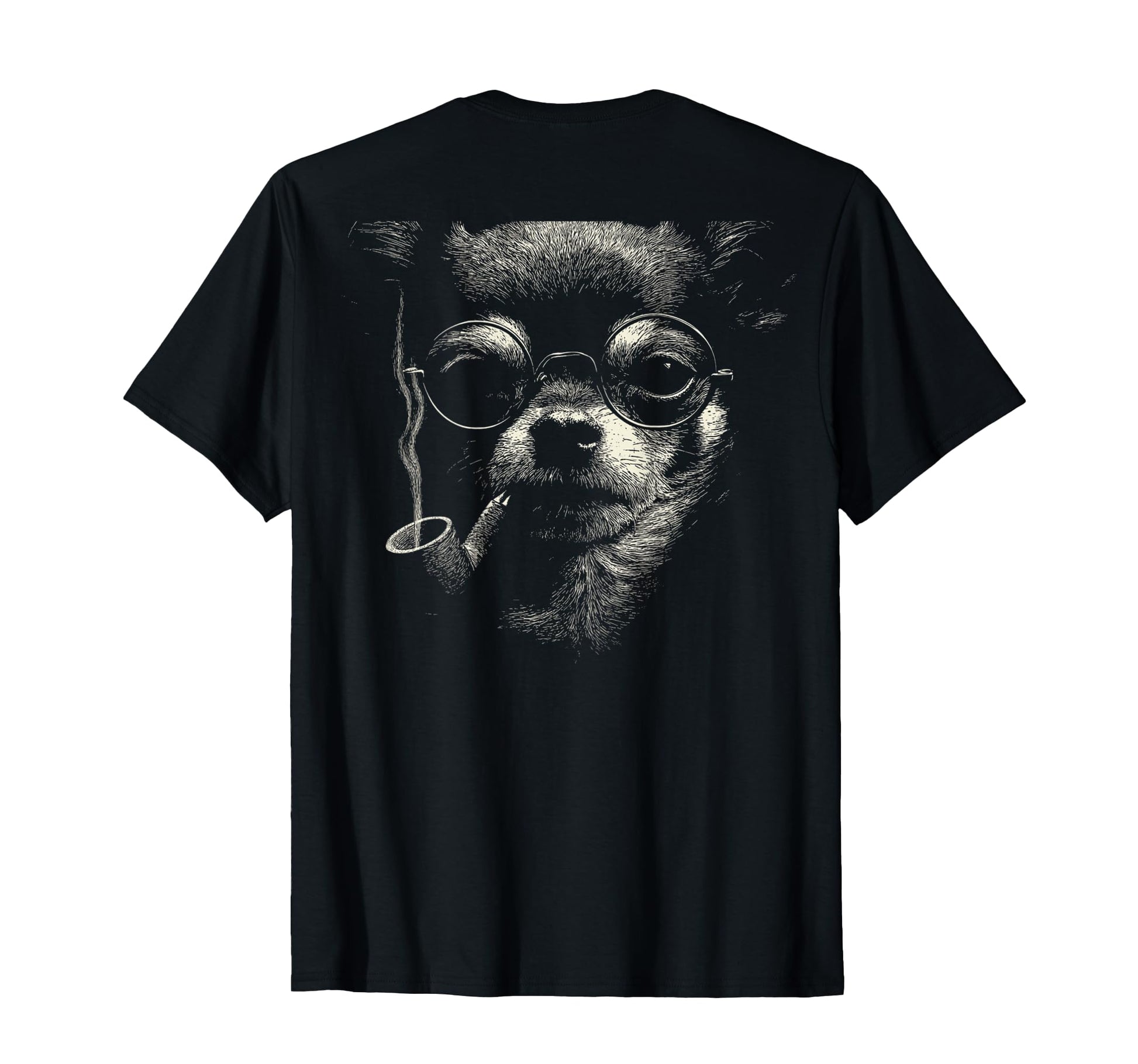 Chihuahua Smoking Pipe Glasses Grunge T-Shirt - Trendy Graphic for Adults - T-Shirt, Sweatshirt, Hoodie