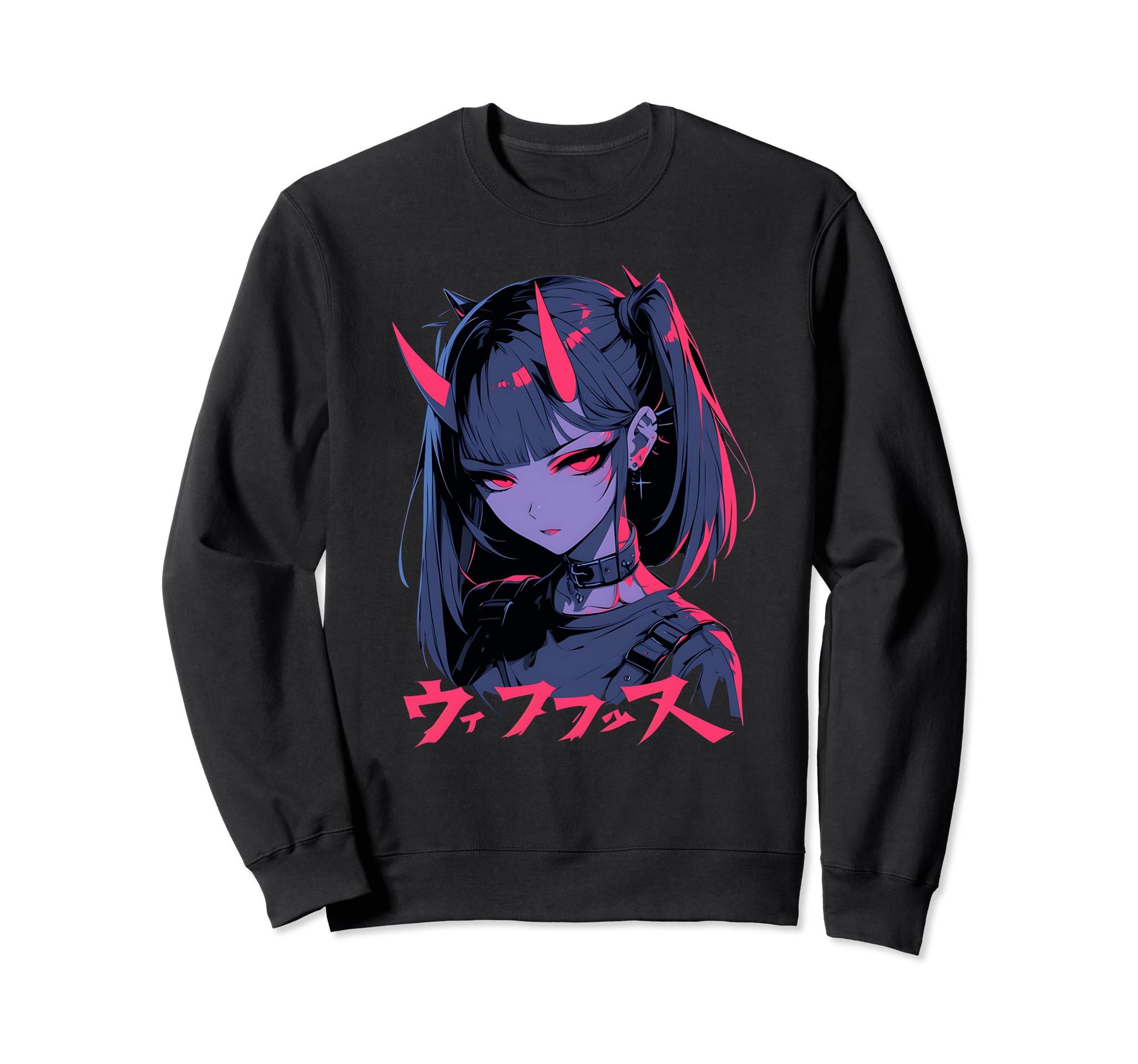 Goth Grunge Demon Anime Waifu Sweatshirt - Casual Everyday Wear Men Women - T-Shirt, Sweatshirt, Hoodie