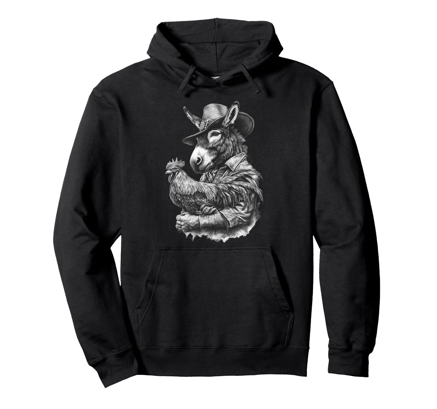 Donkey Cowboy Rodeo Cowgirl Western Hoodie - Custom Art Print for Adults - T-Shirt, Sweatshirt, Hoodie