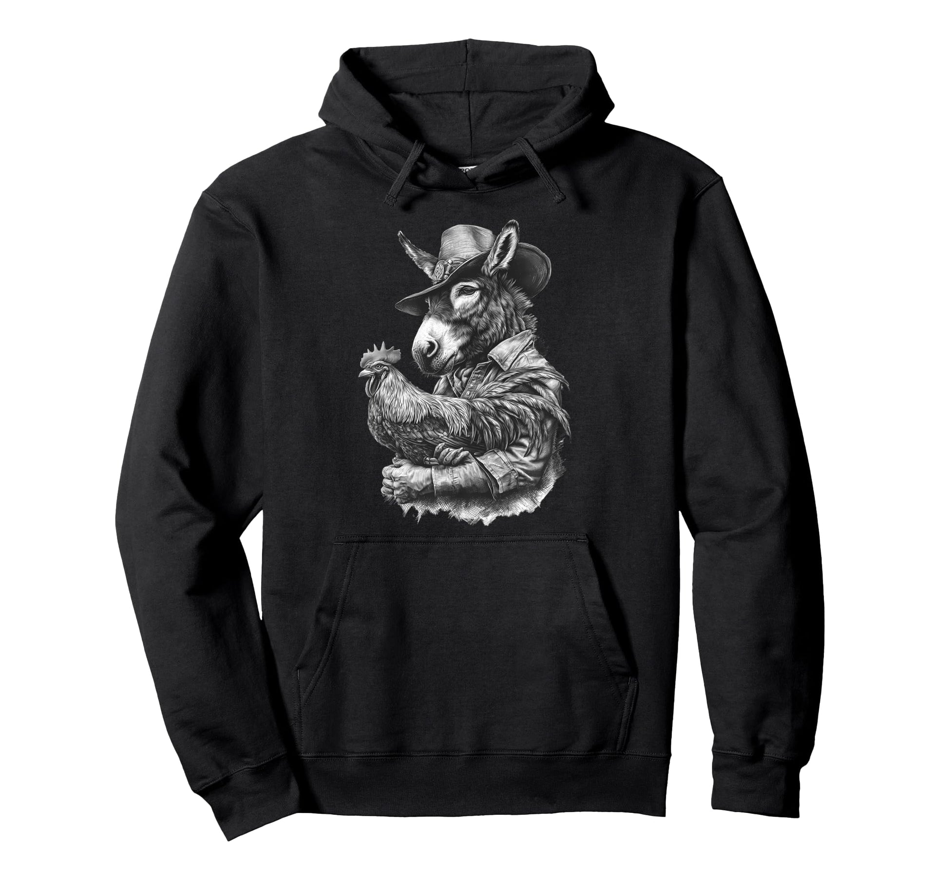 Donkey Cowboy Rodeo Cowgirl Western Hoodie - Custom Art Print for Adults - T-Shirt, Sweatshirt, Hoodie