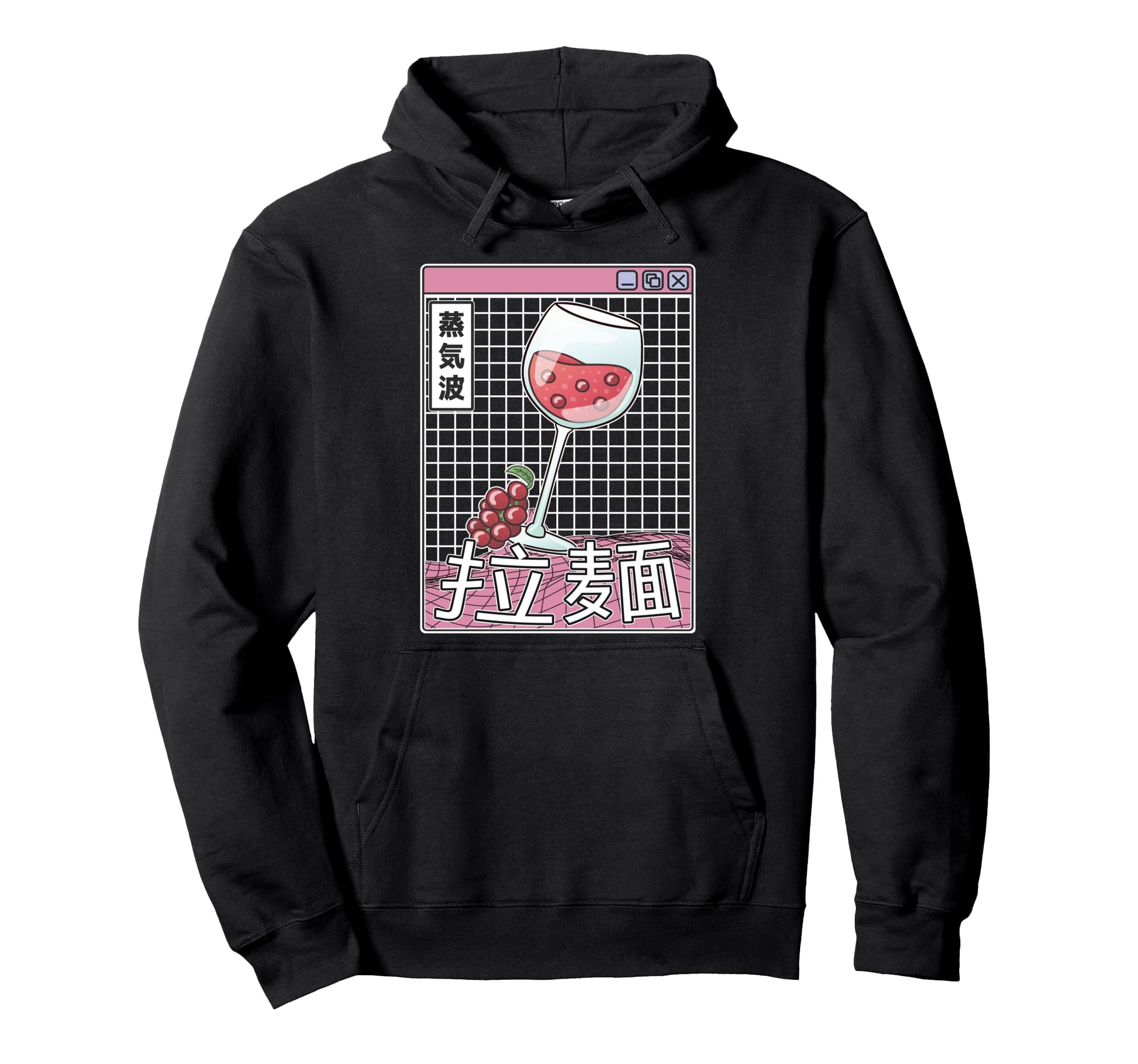 Wine Glass Kawaii Grid Vaporwave Hoodie - Streetwear Style Unisex - T-Shirt, Sweatshirt, Hoodie