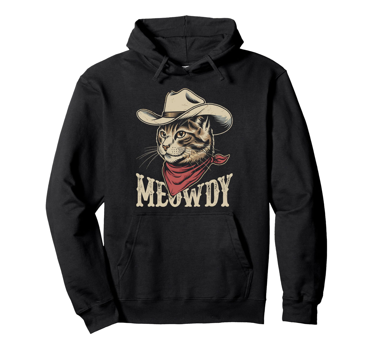 Meowdy Partner Funny Country Cat Cowboy Hoodie - Unique Graphic Men Women - T-Shirt, Sweatshirt, Hoodie