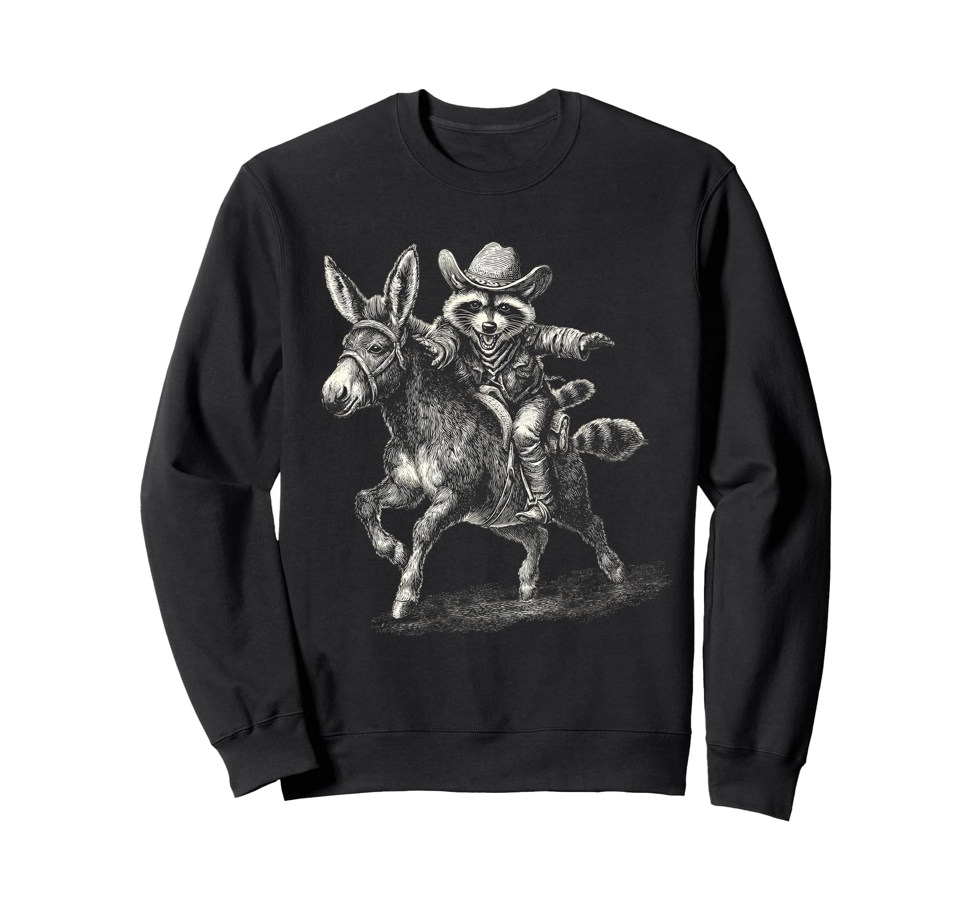 Raccoon Cowboy Rodeo Cowgirl Western Sweatshirt - Unique Graphic Men Women - T-Shirt, Sweatshirt, Hoodie