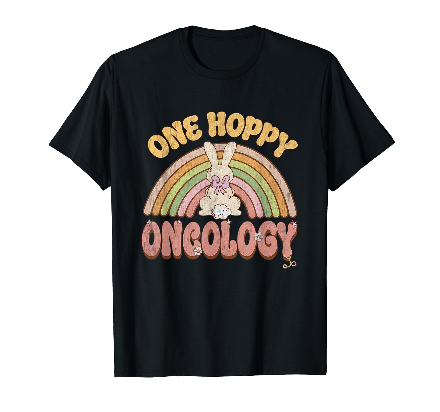 One Hoppy Oncology Nurse Bunny T-Shirt - Aesthetic Graphic for Adults - T-Shirt, Sweatshirt, Hoodie
