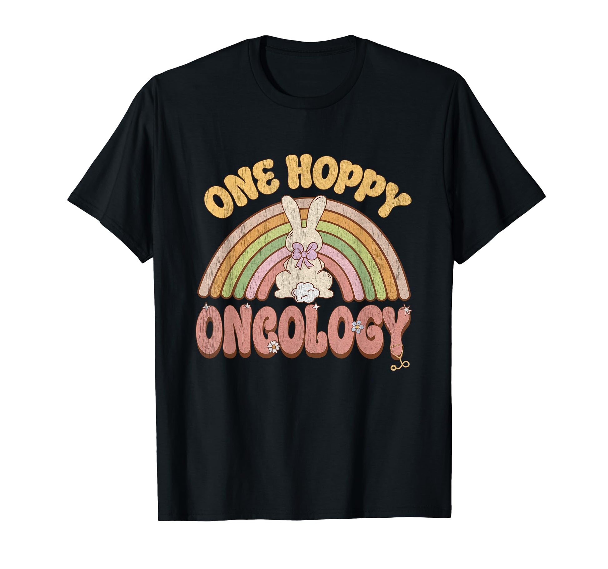 One Hoppy Oncology Nurse Bunny T-Shirt - Aesthetic Graphic for Adults - T-Shirt, Sweatshirt, Hoodie