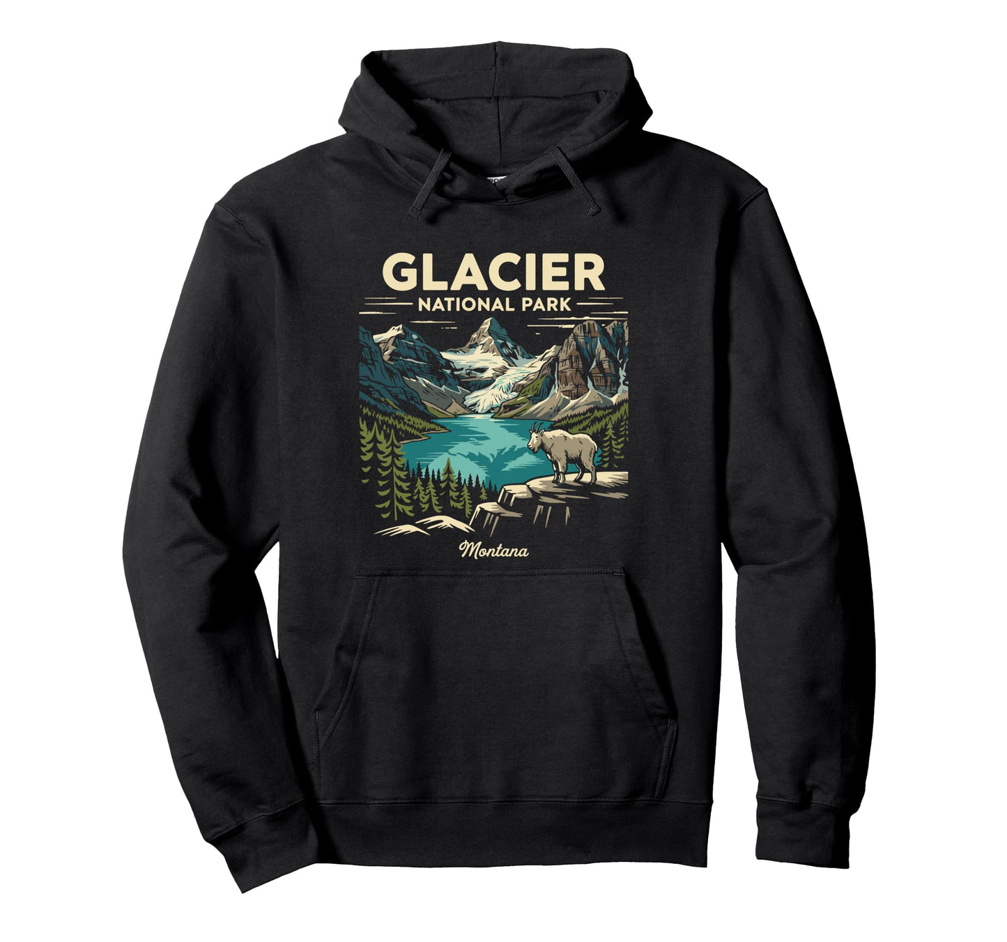Glacier National Park Montana Nature Hoodie - Graphic Print Unisex - T-Shirt, Sweatshirt, Hoodie