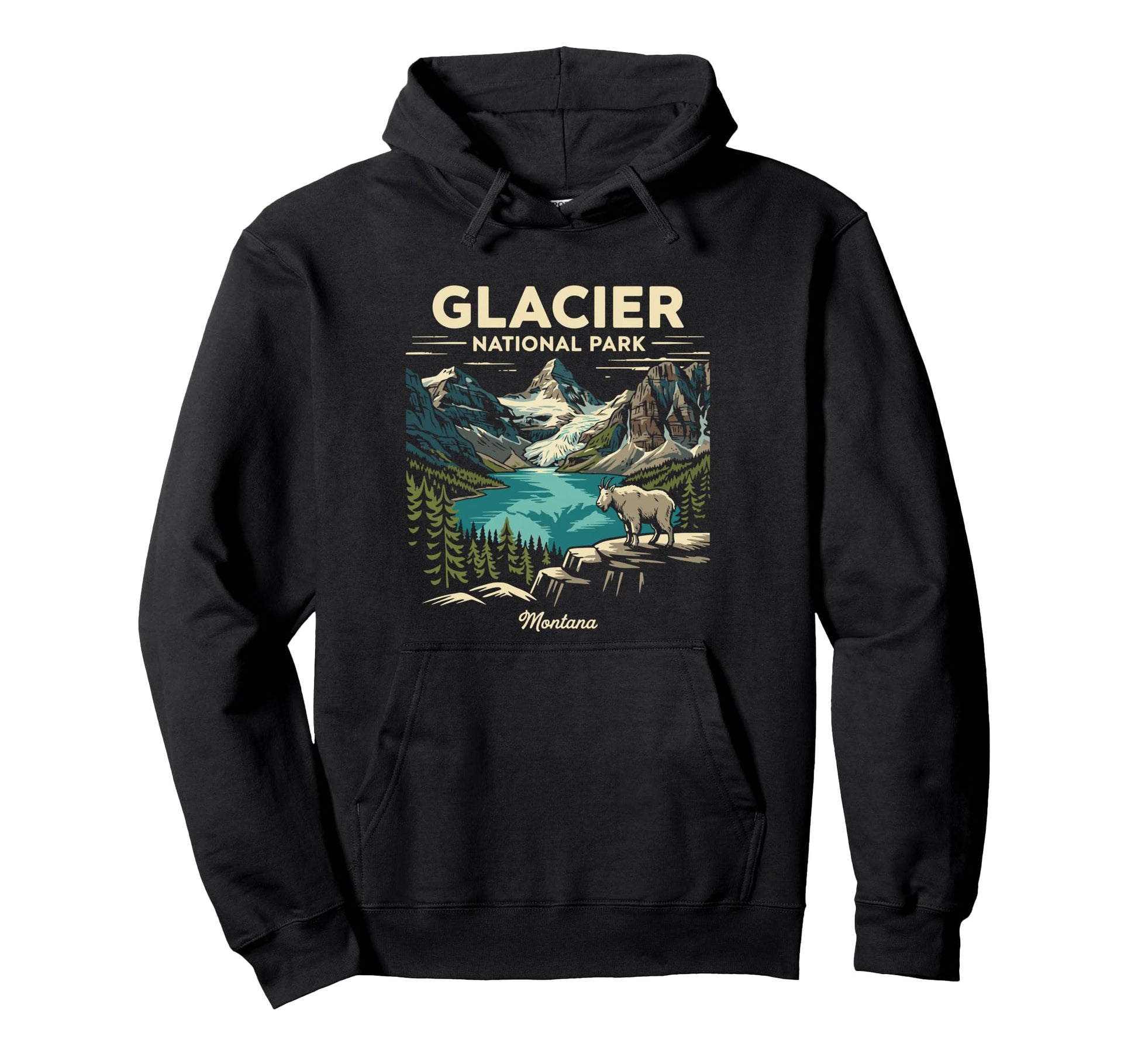 Glacier National Park Montana Nature Hoodie - Graphic Print Unisex - T-Shirt, Sweatshirt, Hoodie