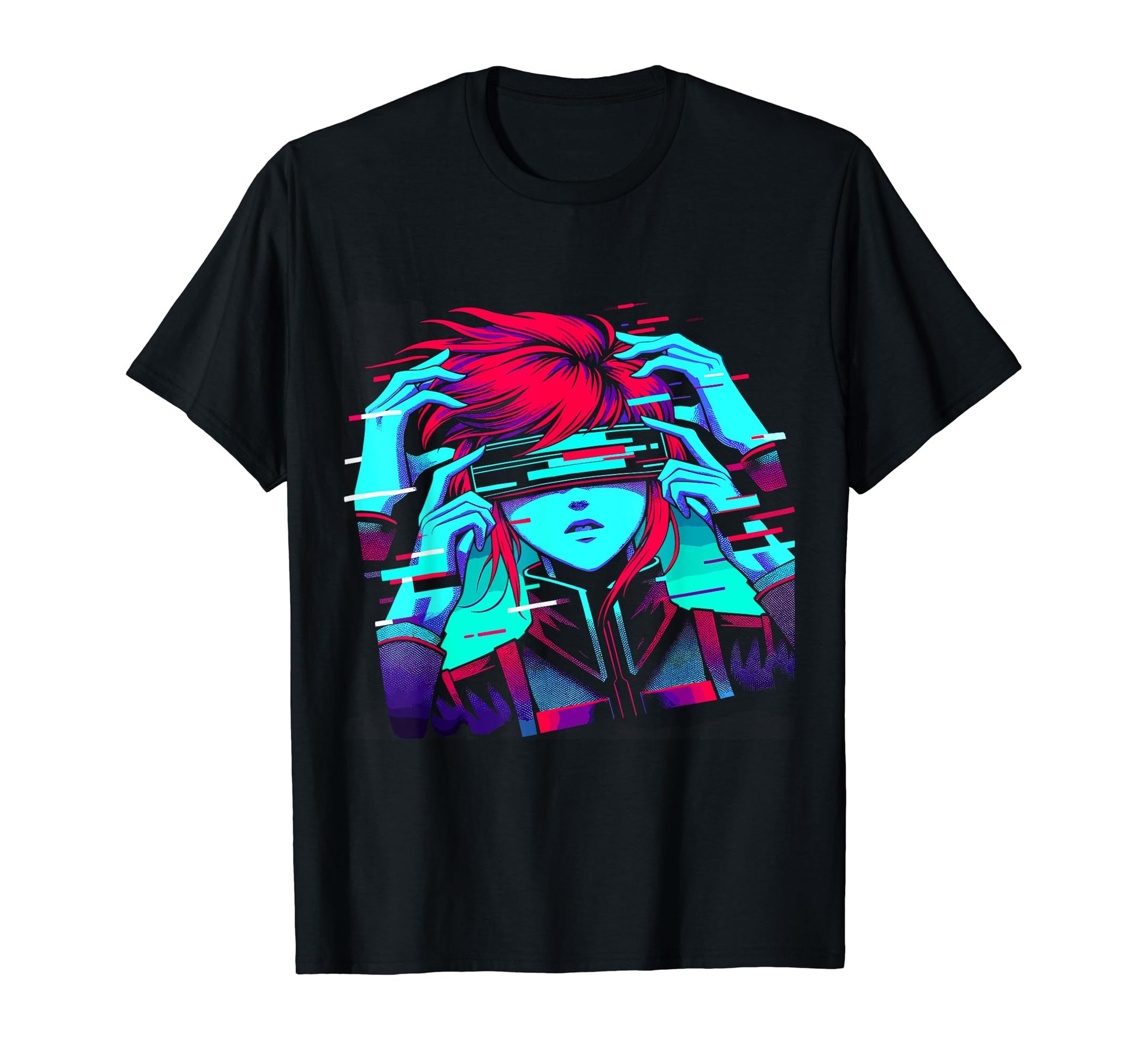 Anime Glitch Japanese Anime T-Shirt - Minimalist Print for Adults - T-Shirt, Sweatshirt, Hoodie