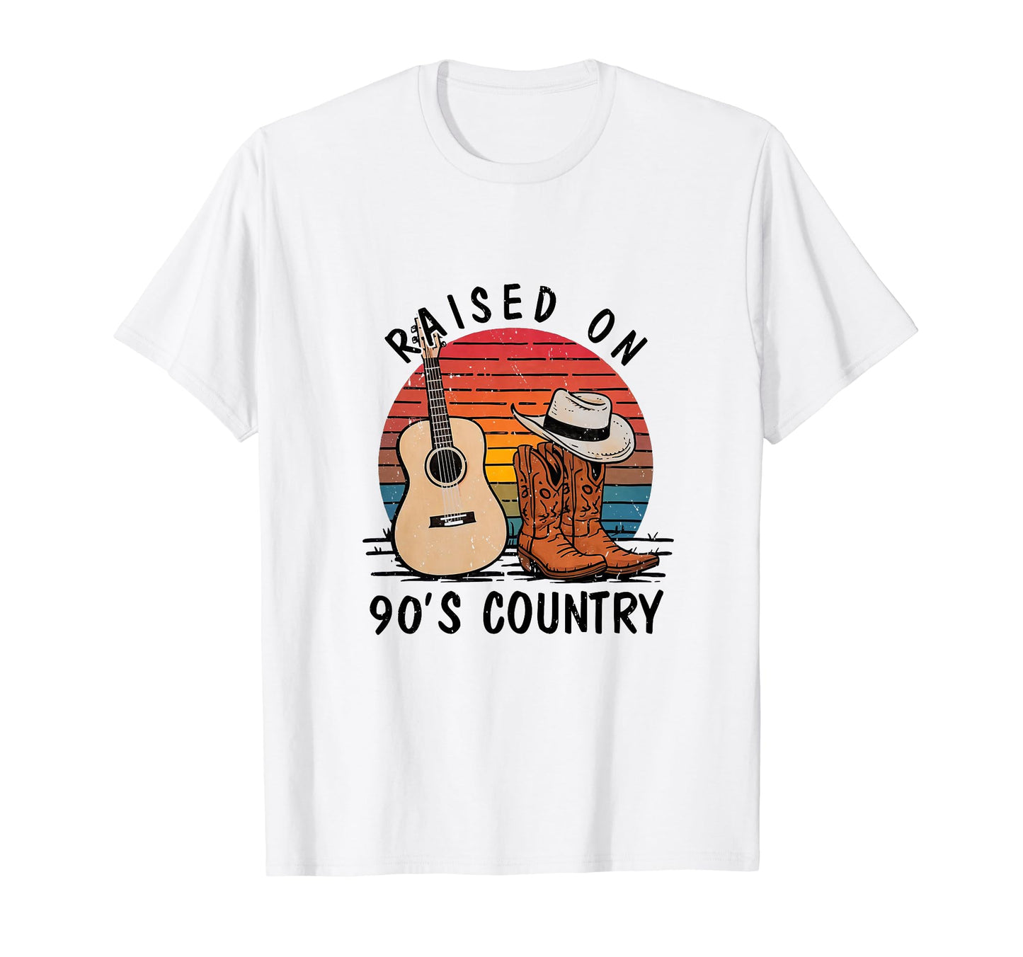 Raised 90S Country Music Cowboy Boots T-Shirt - Novelty Apparel for Adults - T-Shirt, Sweatshirt, Hoodie