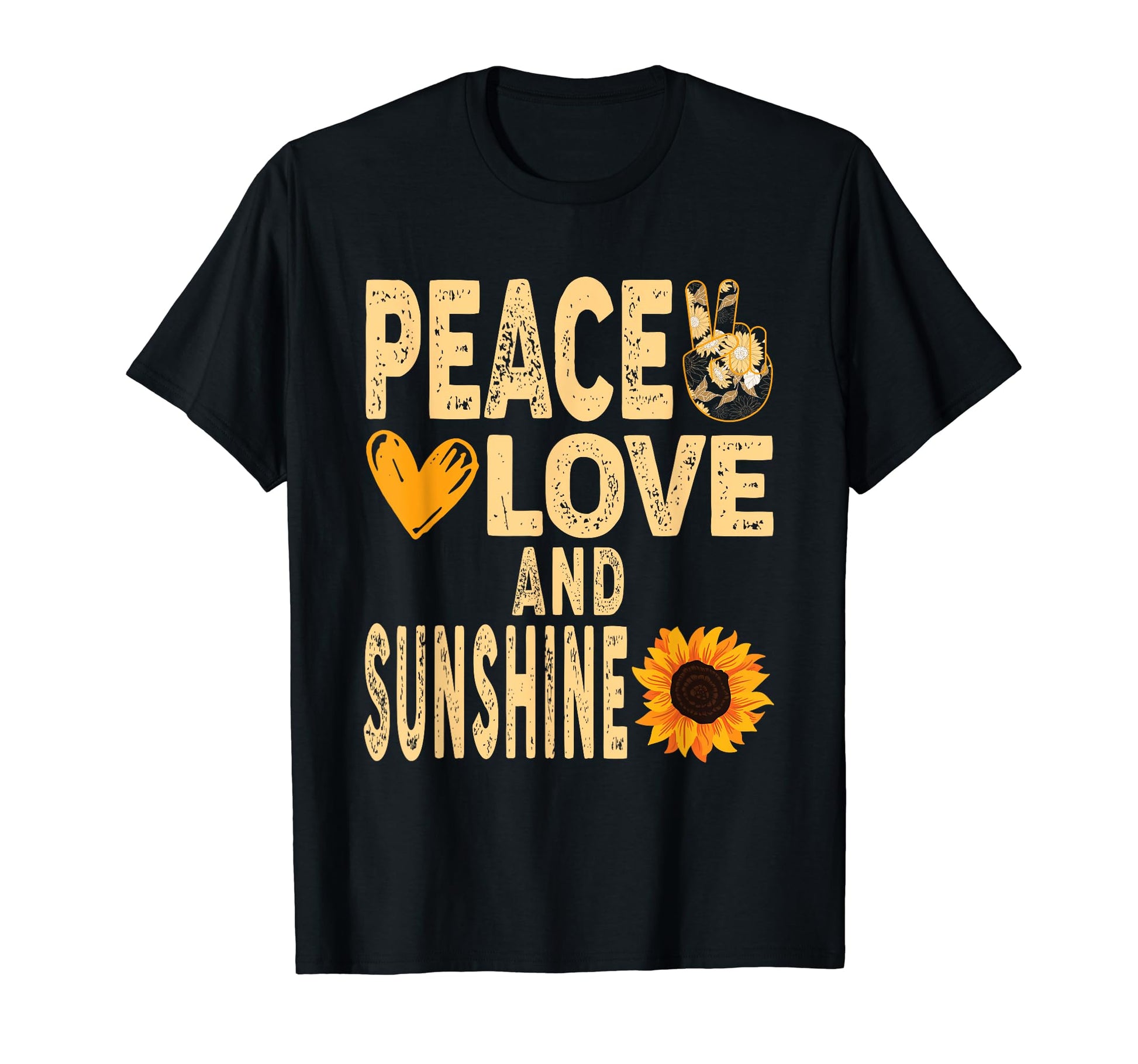 Hippie Floral Sunflower Lover Peace T-Shirt - Novelty Apparel for Adults - T-Shirt, Sweatshirt, Hoodie
