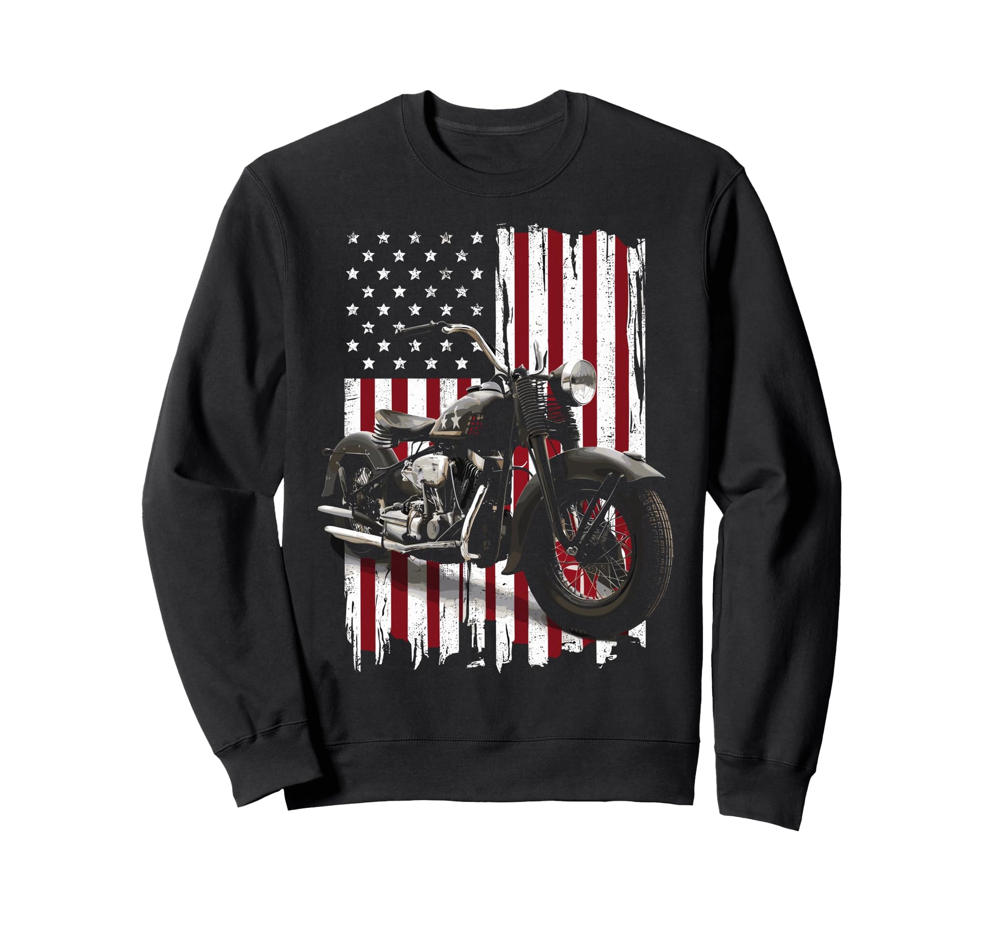 Patriotic Motorcycle Usa Flag Sweatshirt - Aesthetic Graphic Men Women - T-Shirt, Sweatshirt, Hoodie