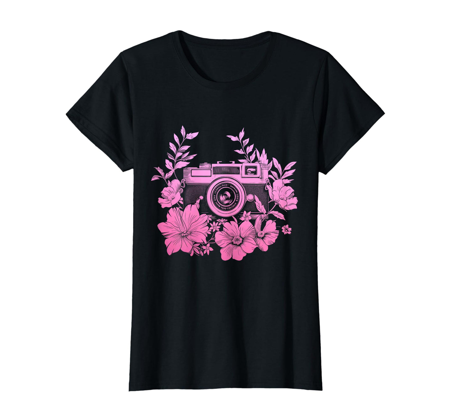 Photographer Camera Flowers T-Shirt - Fun Novelty Design for Adults - T-Shirt, Sweatshirt, Hoodie