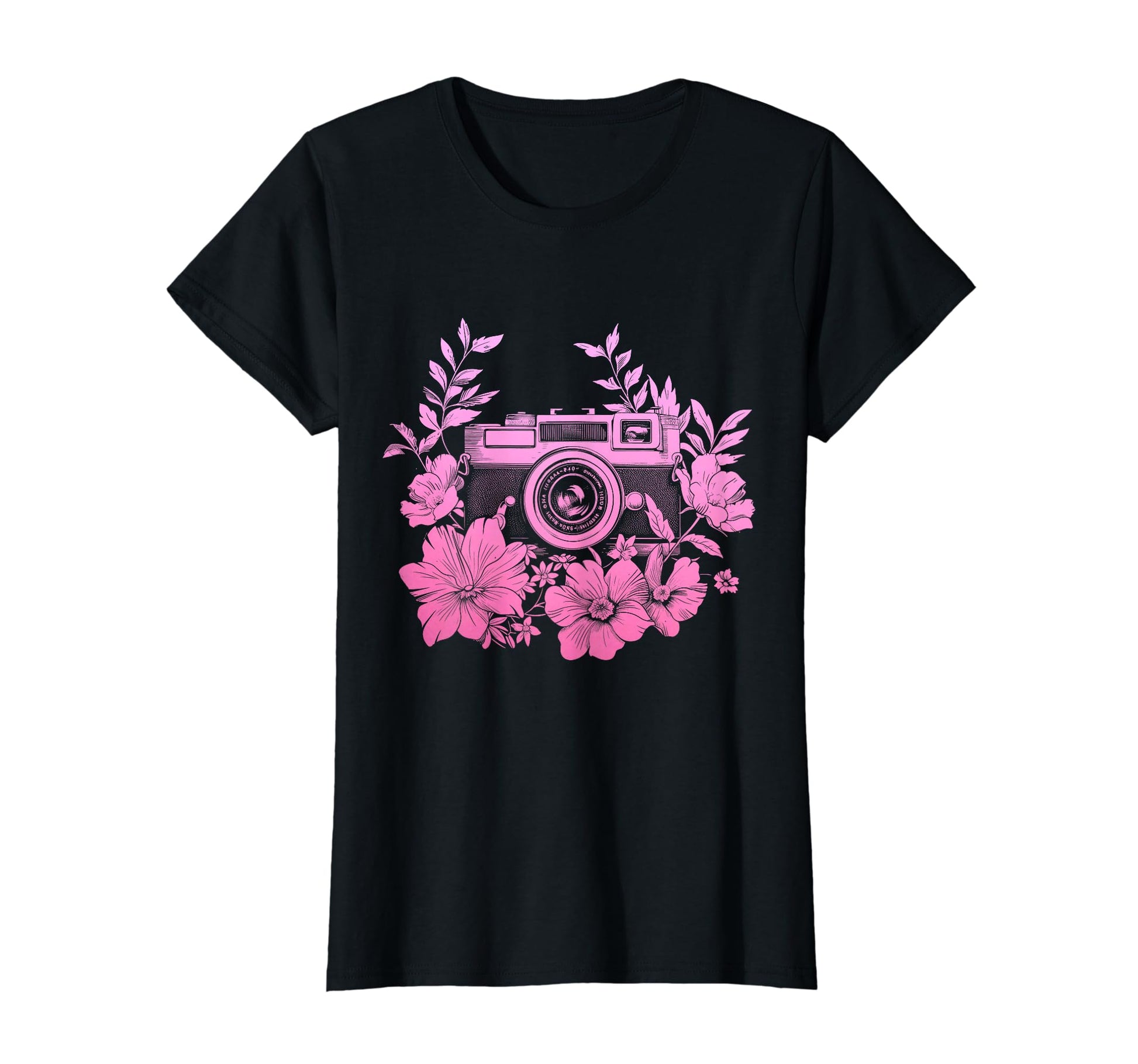 Photographer Camera Flowers T-Shirt - Fun Novelty Design for Adults - T-Shirt, Sweatshirt, Hoodie
