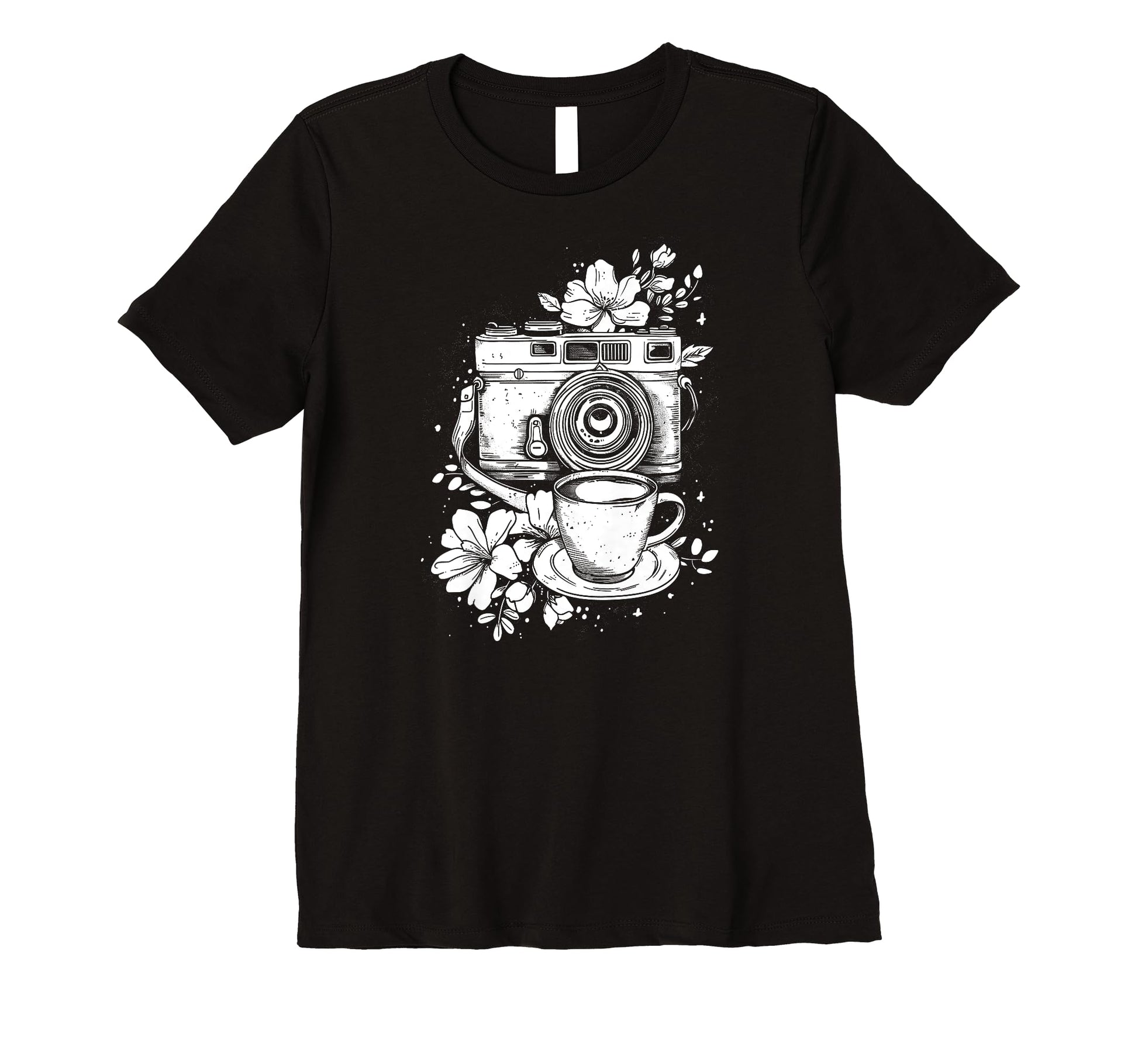 Womens Photographer Coffee Camera T-Shirt - Trendy Graphic Men Women - T-Shirt, Sweatshirt, Hoodie