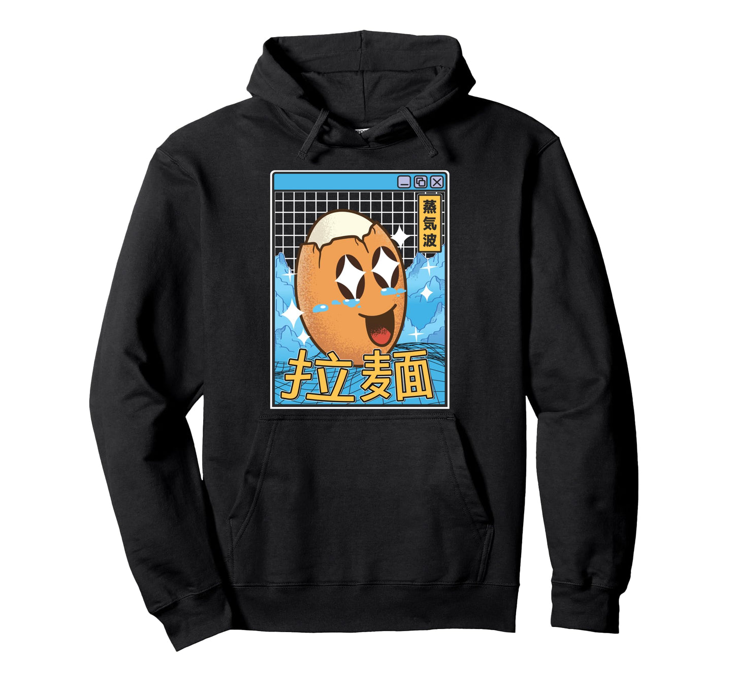 Egg Kawaii Grid Vaporwave Aesthetic Anime Hoodie - Graphic Print Unisex - T-Shirt, Sweatshirt, Hoodie