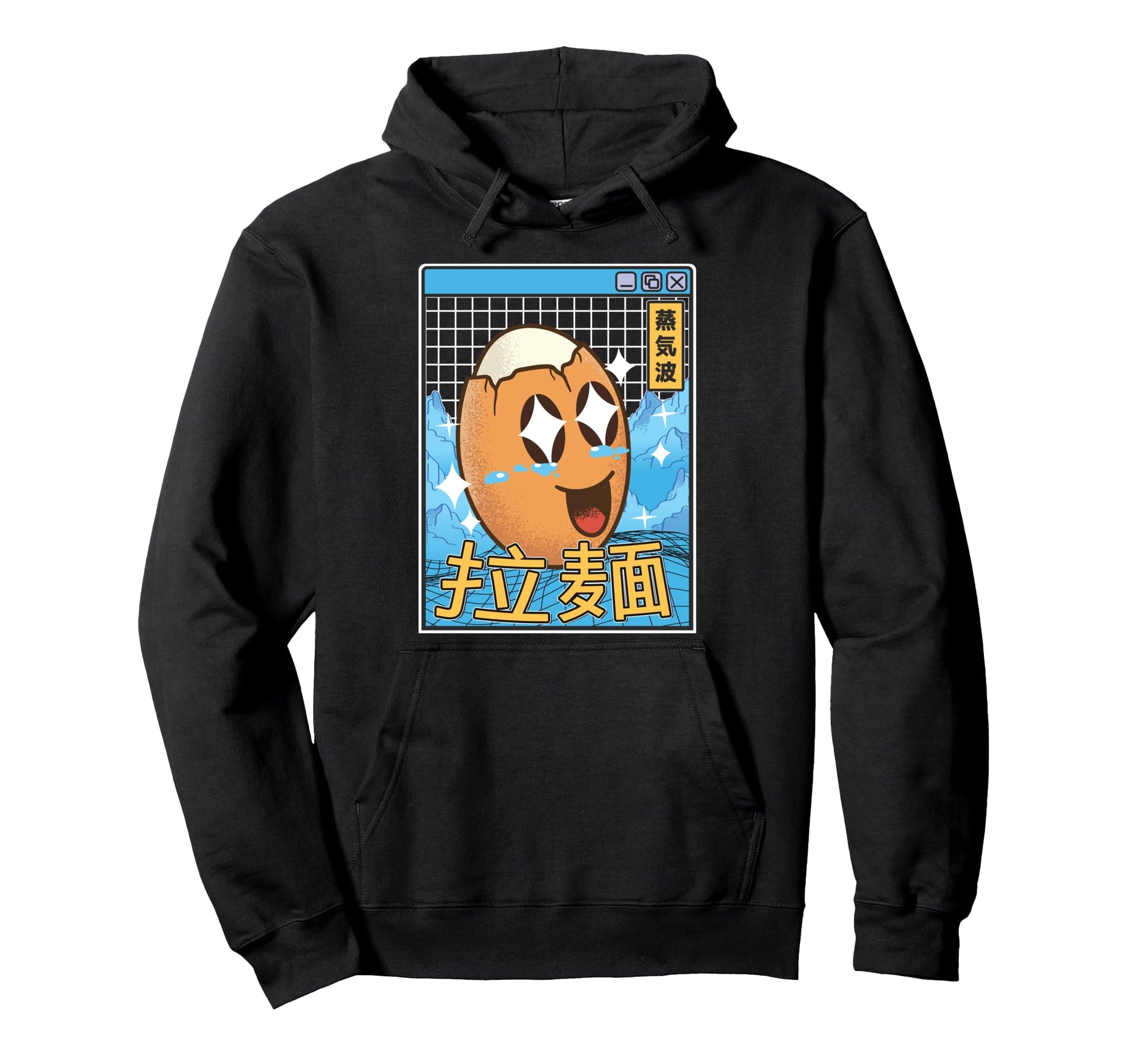 Egg Kawaii Grid Vaporwave Aesthetic Anime Hoodie - Graphic Print Unisex - T-Shirt, Sweatshirt, Hoodie