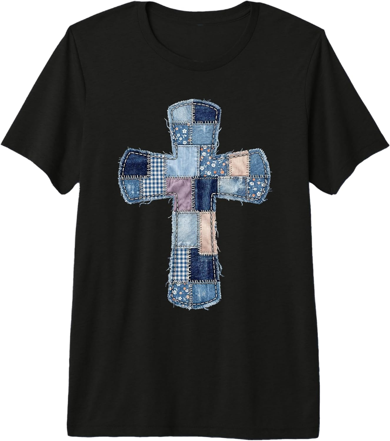 US32 Denim Patch Cross Faith Fashion Wear - Adult & Kids T-Shirts, Sweatshirts & Hoodies apparel design preview 1