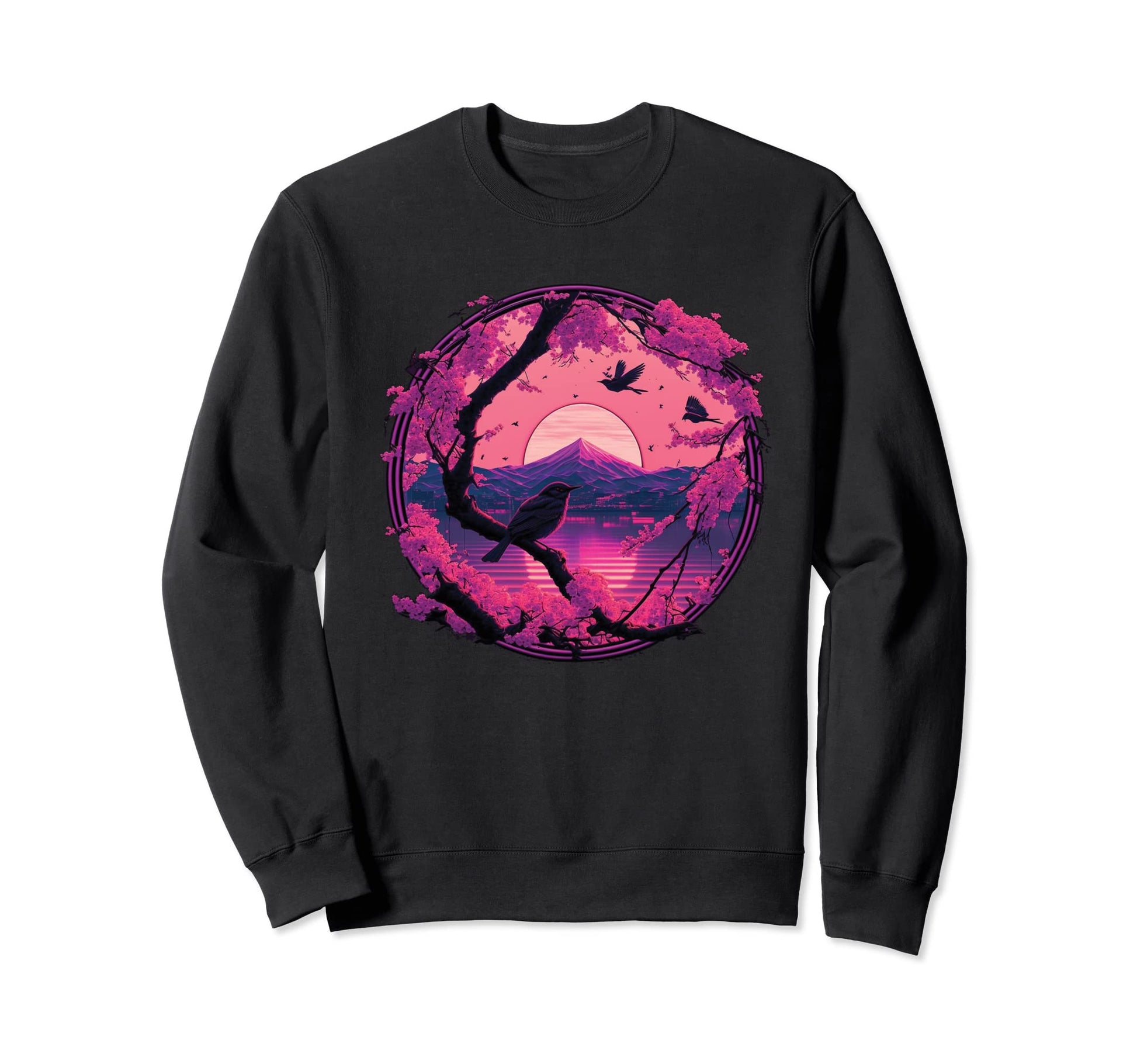 Mt Fuji Japan Vaporwave Sweatshirt - Casual Everyday Wear Men Women - T-Shirt, Sweatshirt, Hoodie